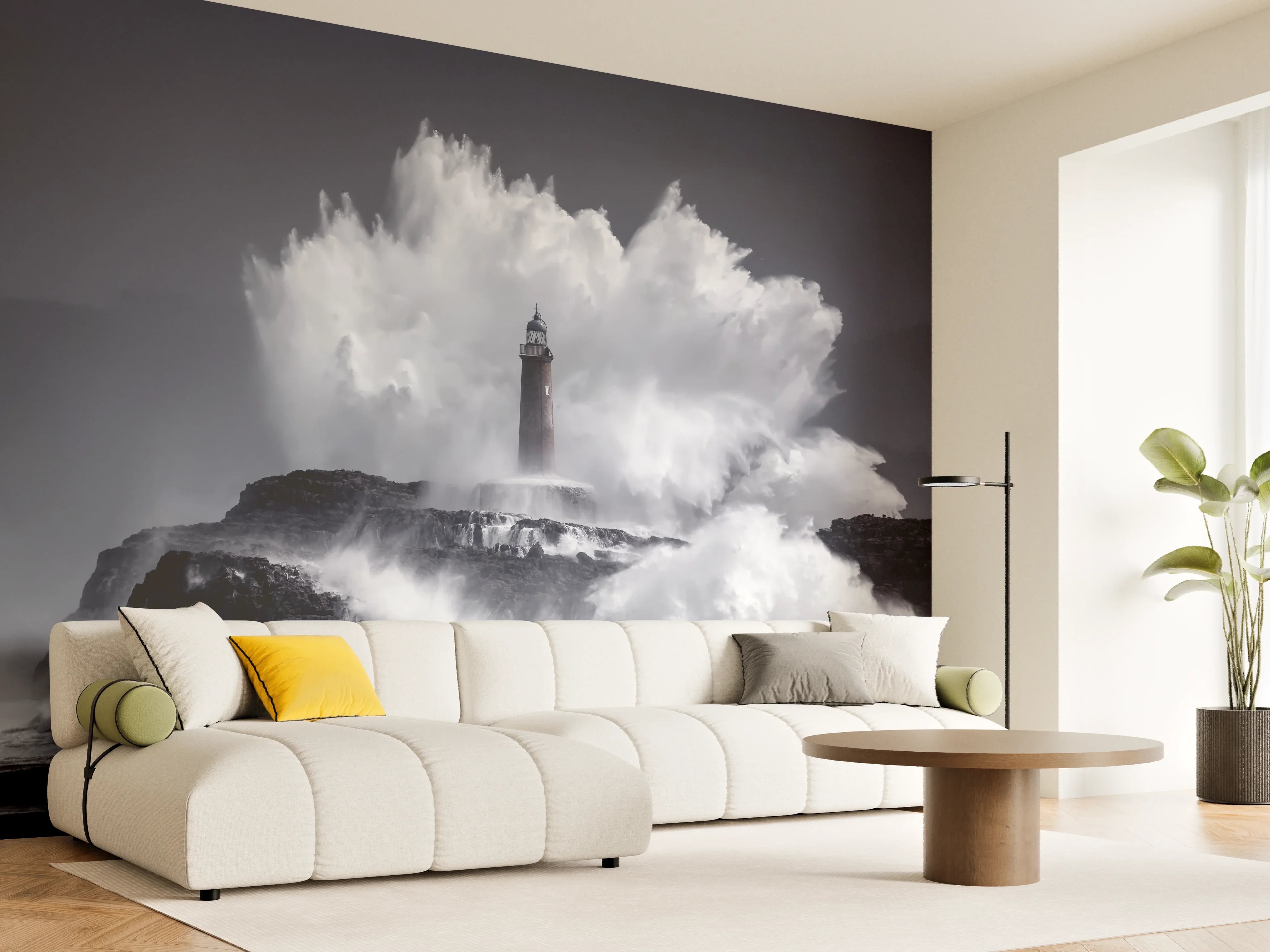 Wandverkleidung Wohnzimmer - Insel mit großen Wellen
