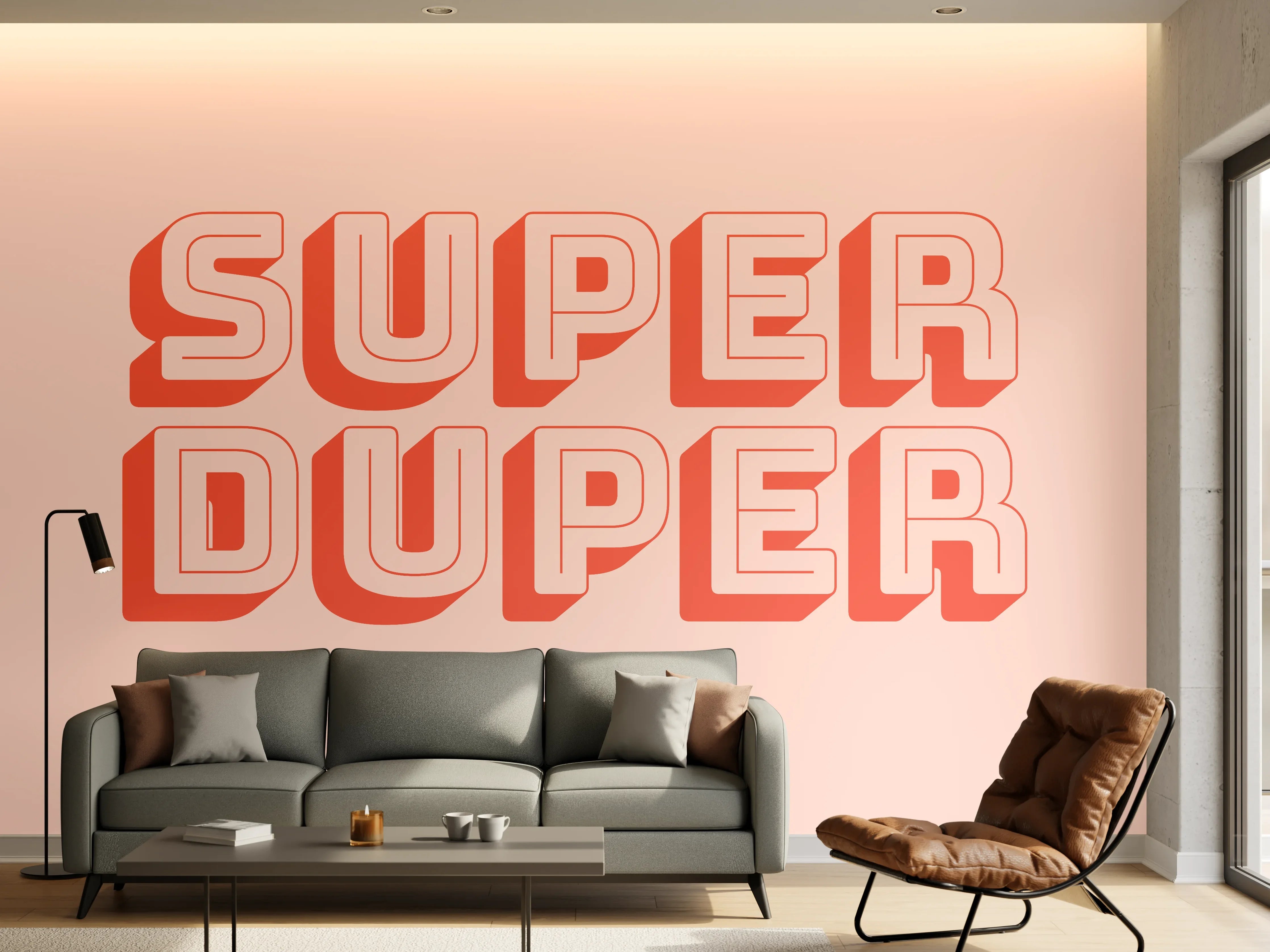 Wandverkleidung Wohnzimmer - Inspirations-Slogan Pink-Weiß