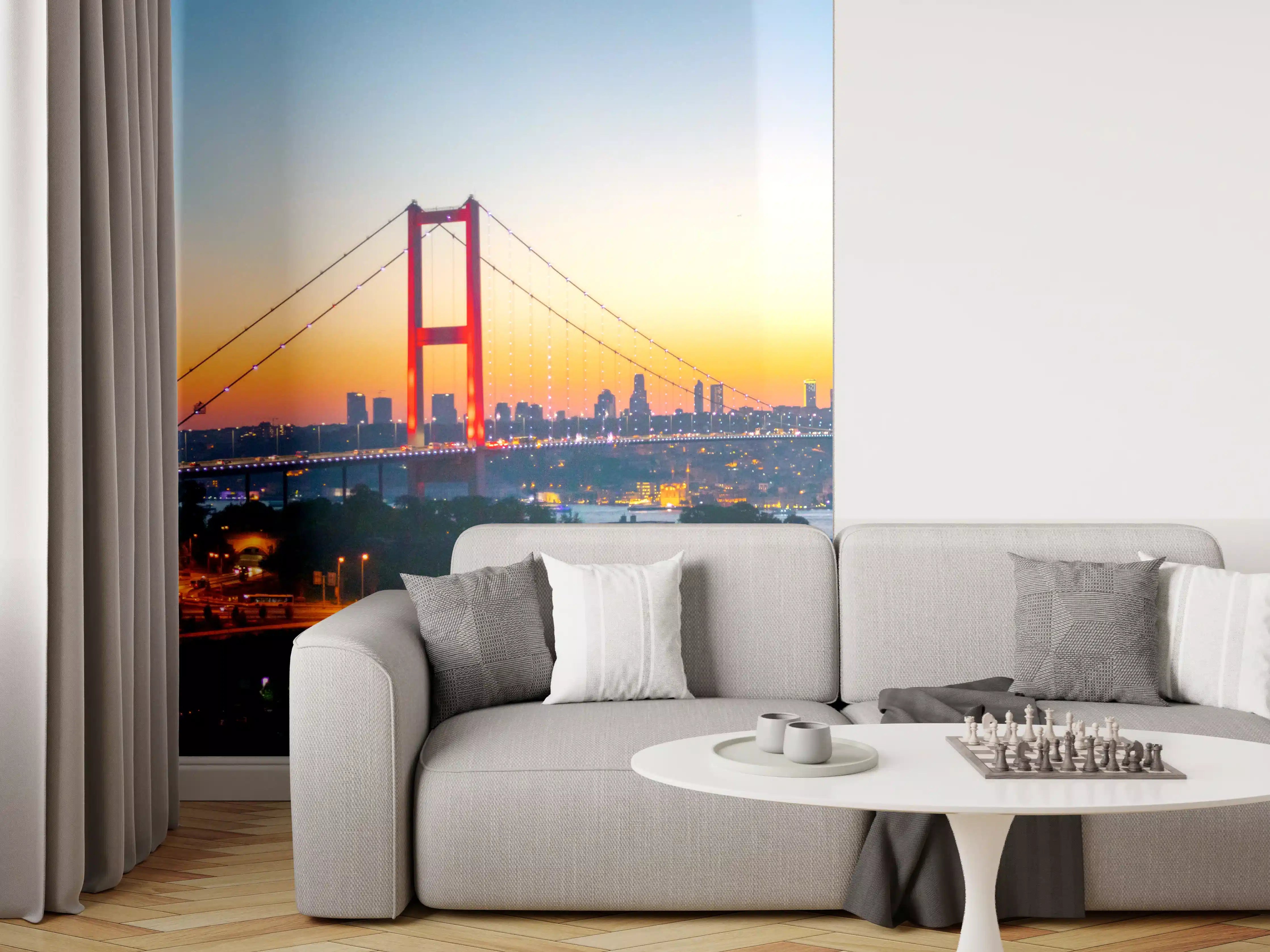 Wandverkleidung Wohnzimmer - Istanbul Skyline Sonnenuntergang