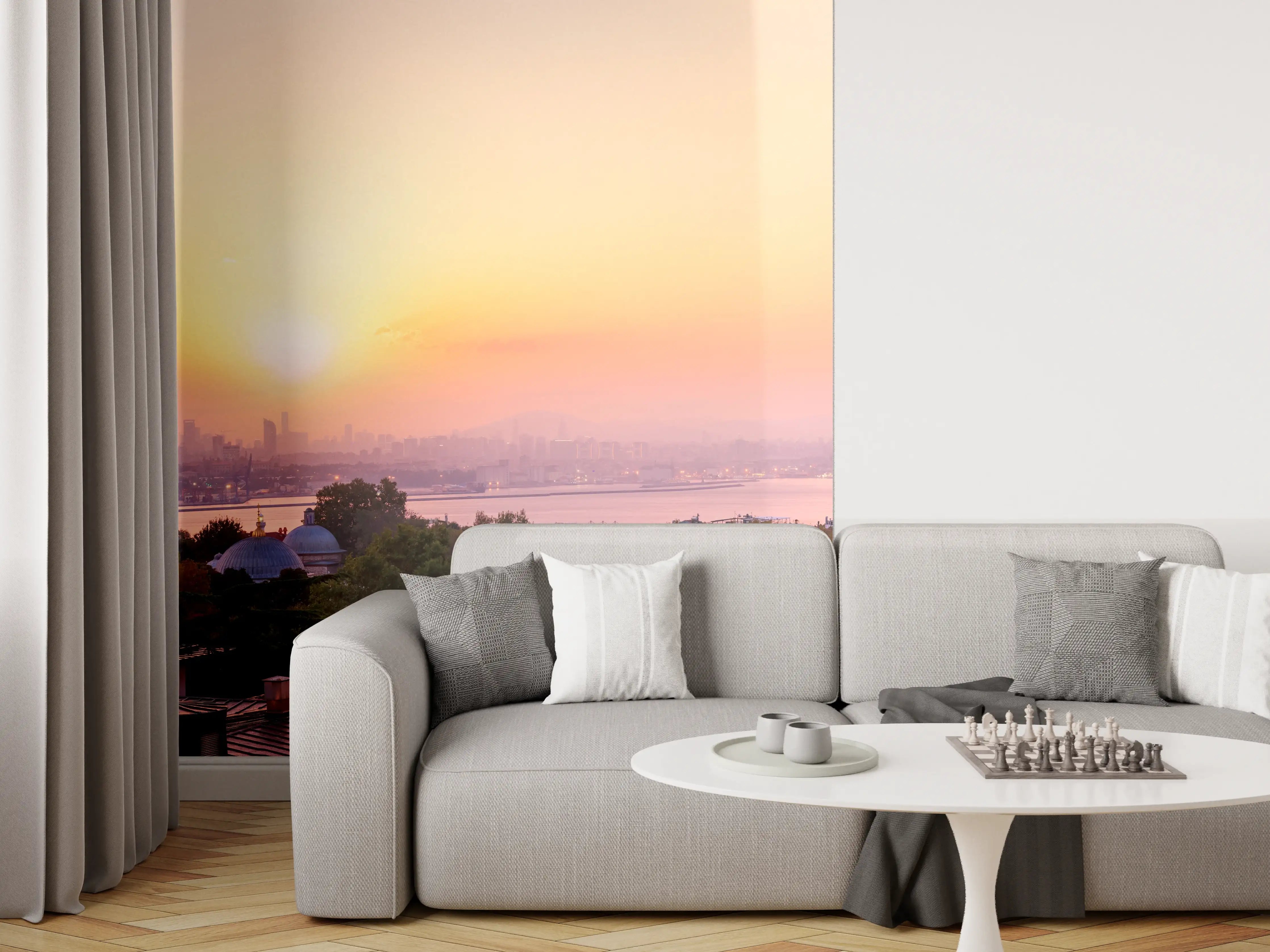 Wandverkleidung Wohnzimmer - Istanbul Skyline bei Sonnenuntergang