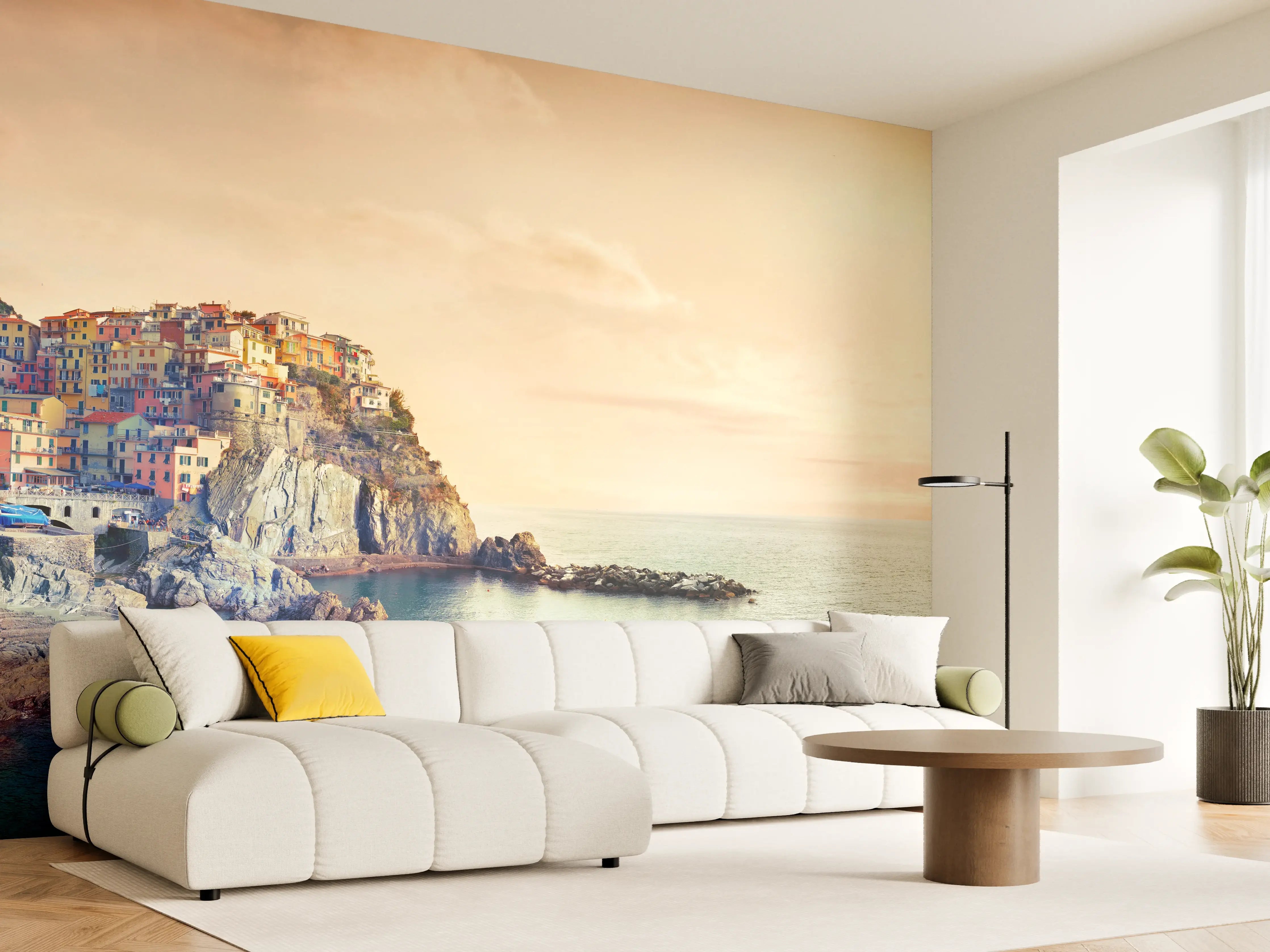 Wandverkleidung Wohnzimmer - Italienische Küste Sonnenuntergang