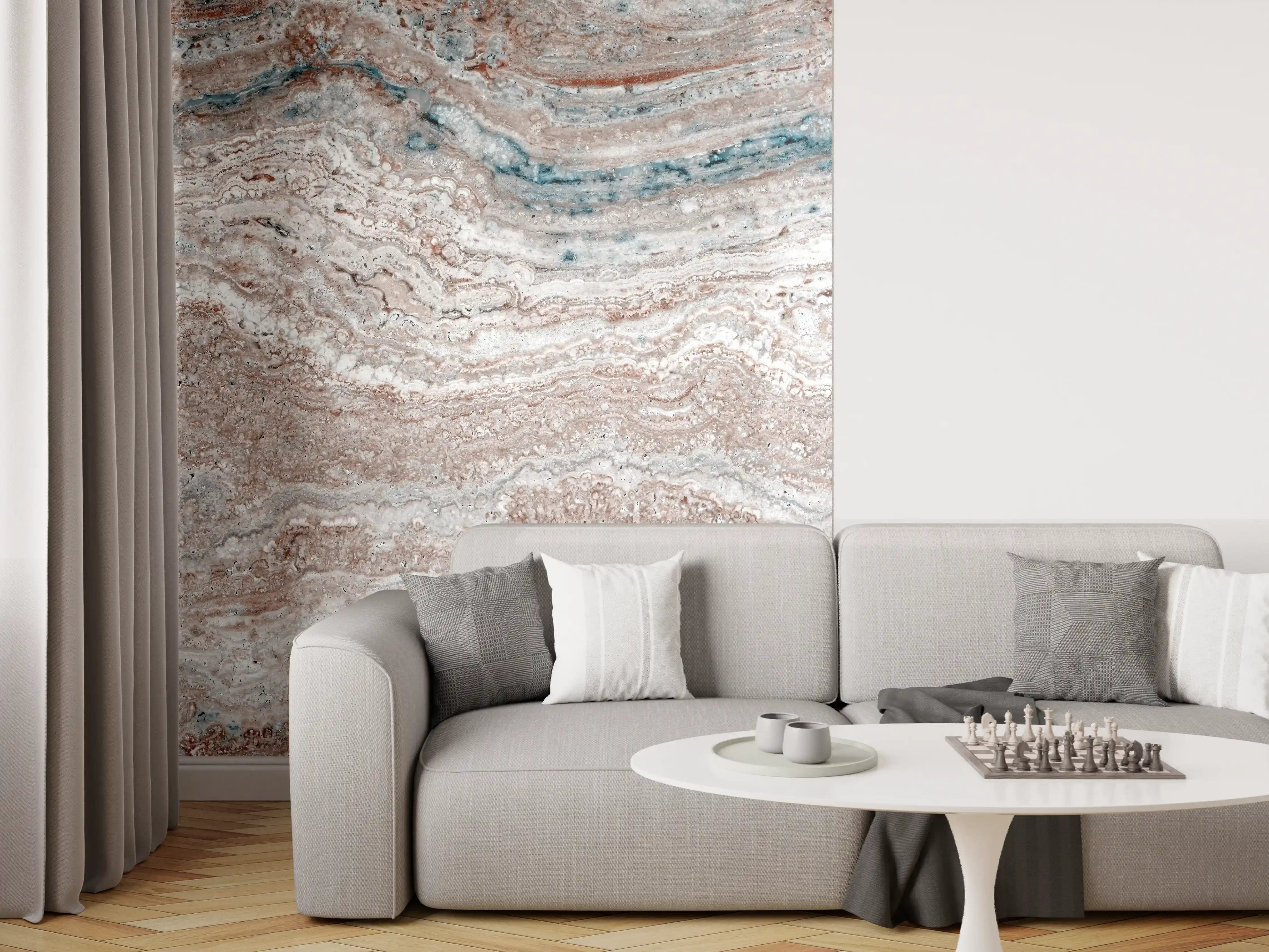 Wandverkleidung Wohnzimmer - Italienischer Marmortextur