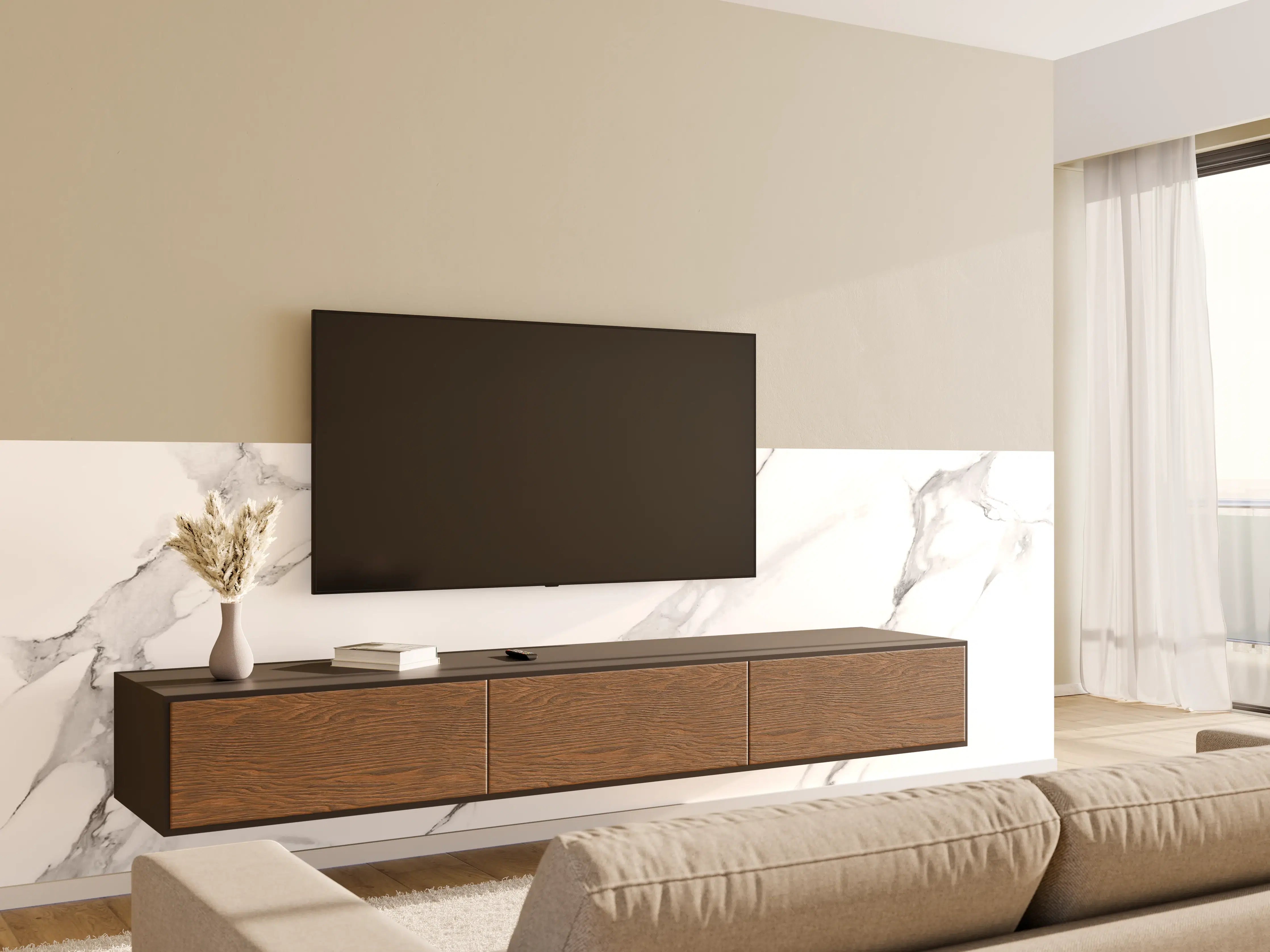 Wandverkleidung Wohnzimmer - Italienischer Statuario Marmor