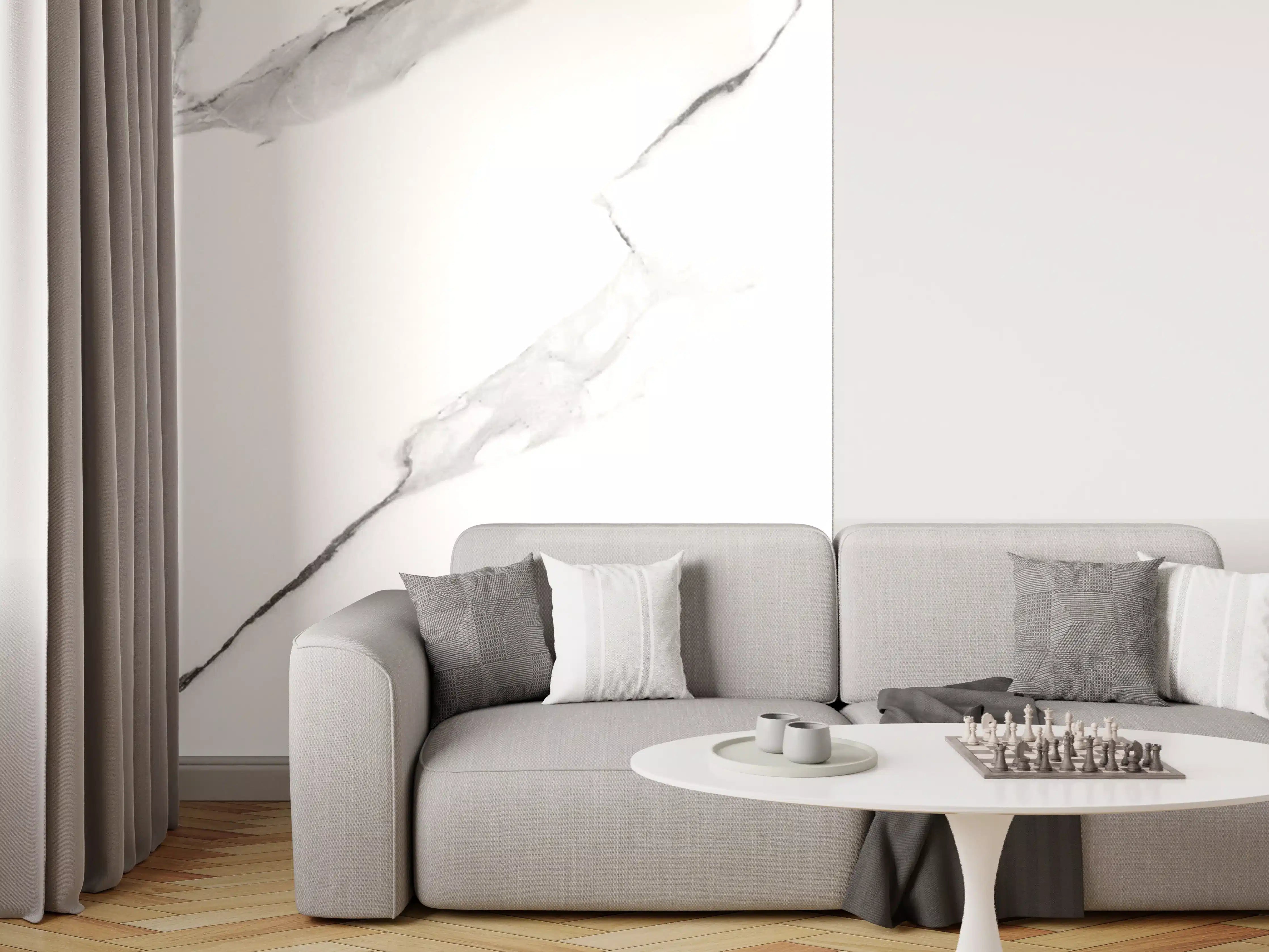 Wandverkleidung Wohnzimmer - Italienischer Statuario Marmor