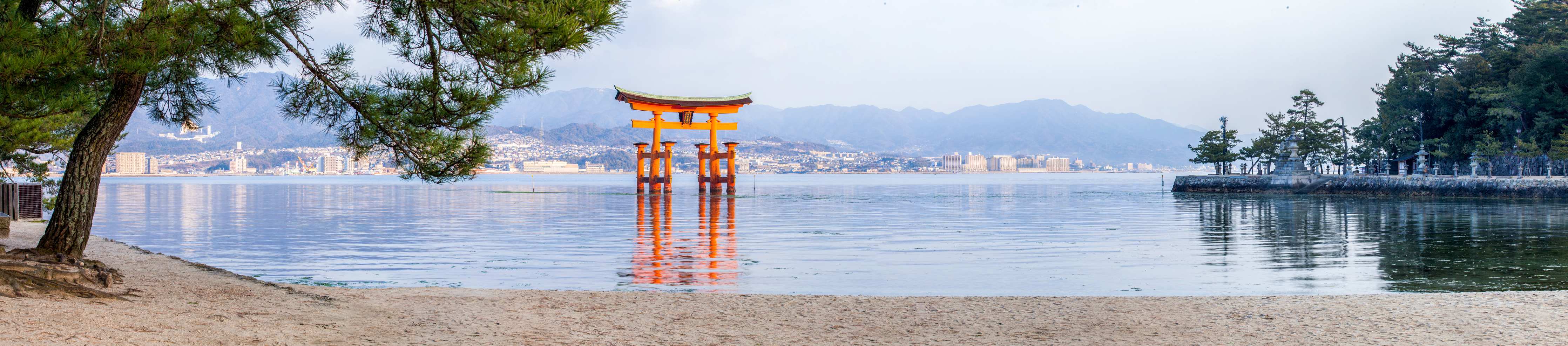Wandverkleidung Wohnzimmer-Japanisches Torii am Meer