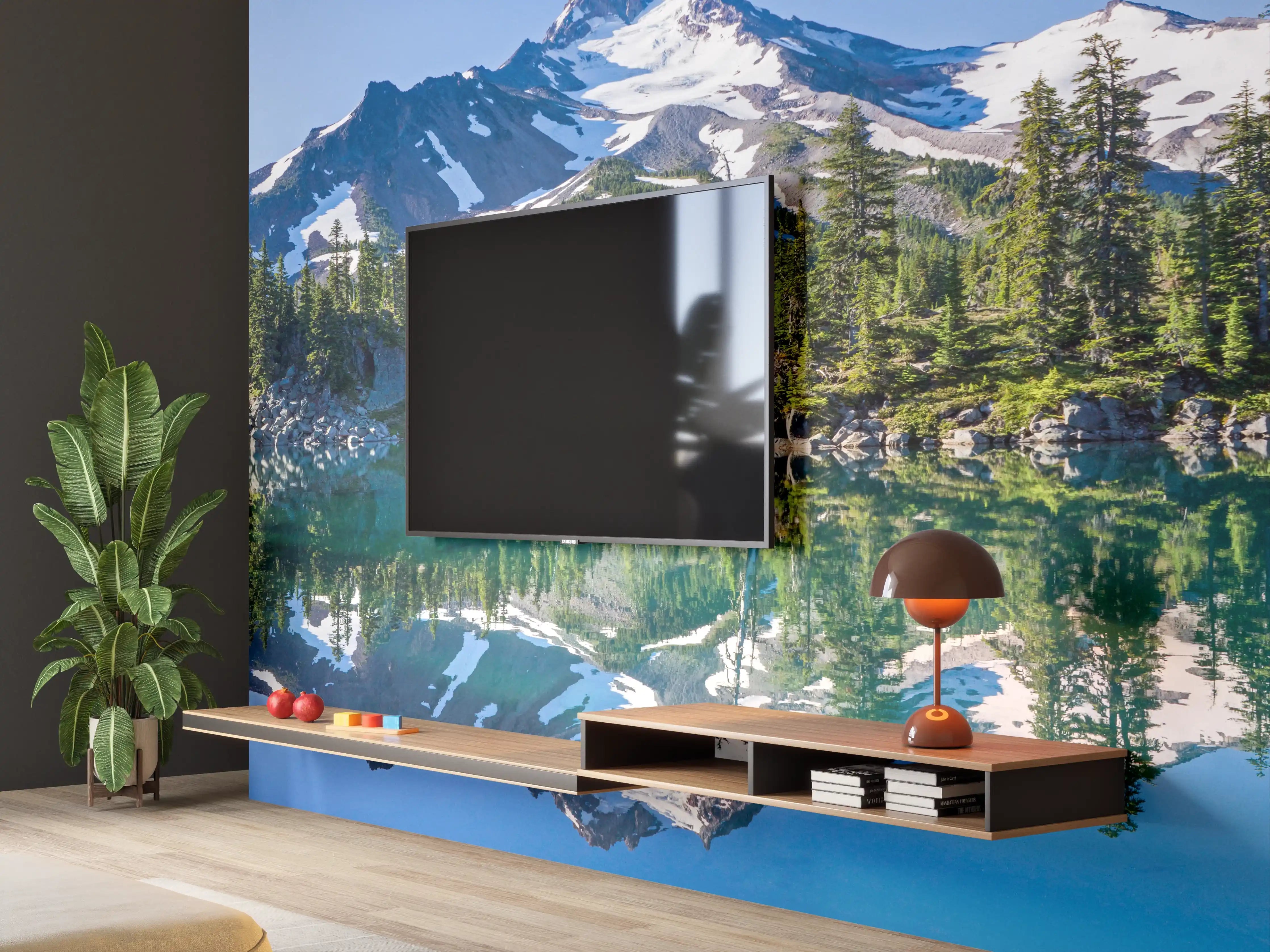 Wandverkleidung Wohnzimmer - Jefferson Park spiegelnd im Morgenlicht