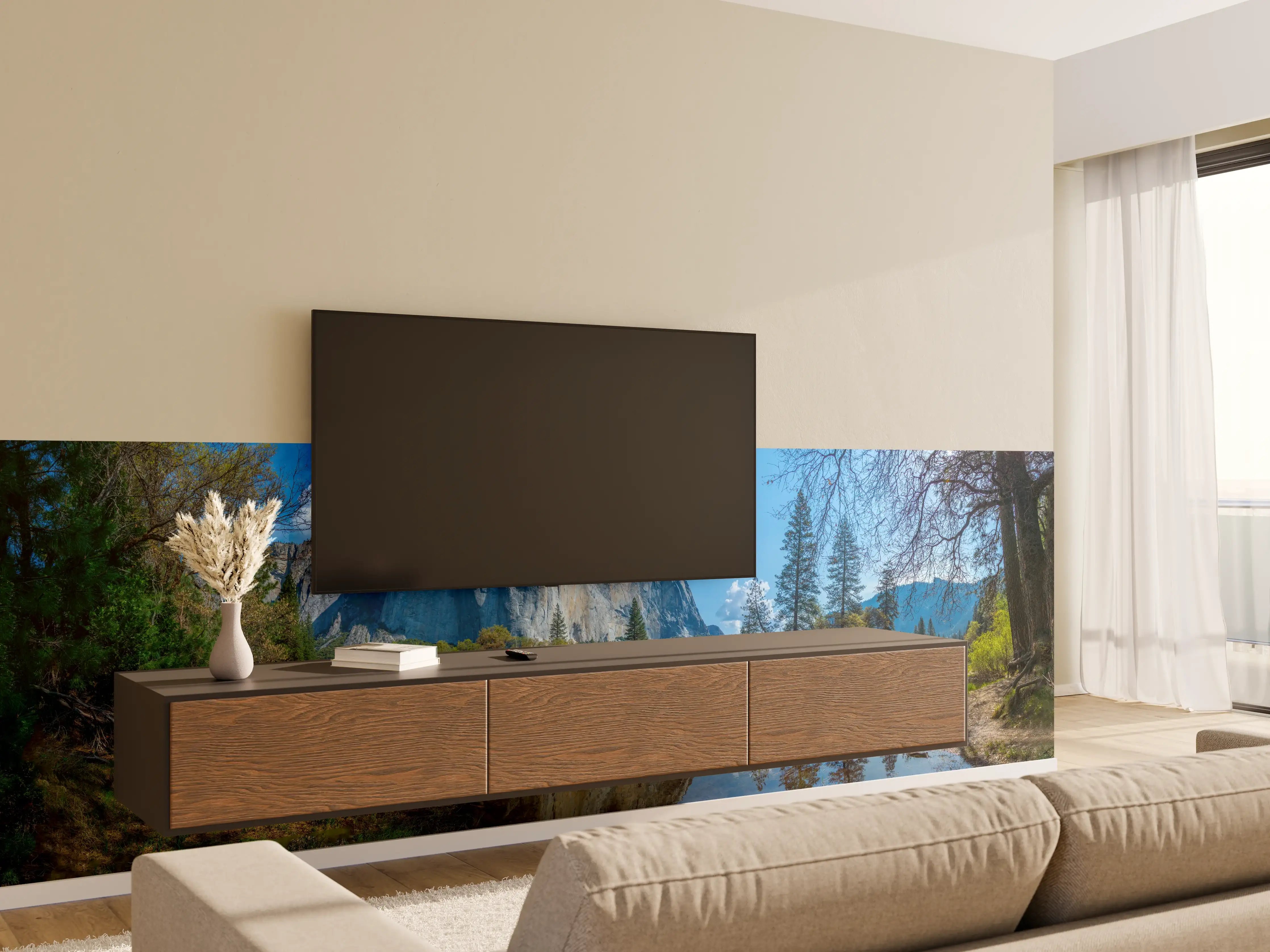 Wandverkleidung Wohnzimmer - Kalifornische Berge