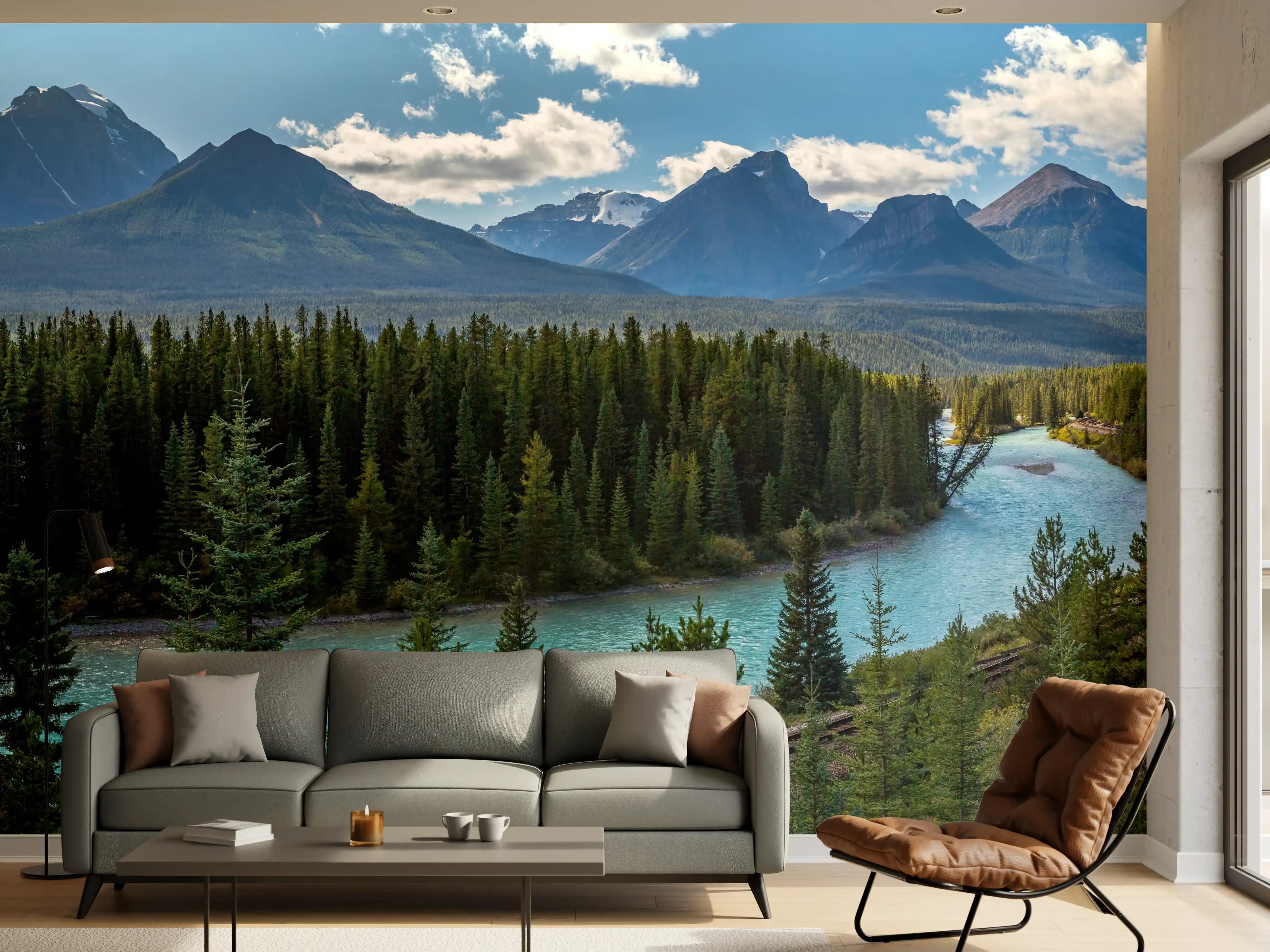 Wandverkleidung Wohnzimmer - Kanada Nationalpark Natur Zug Gleisen