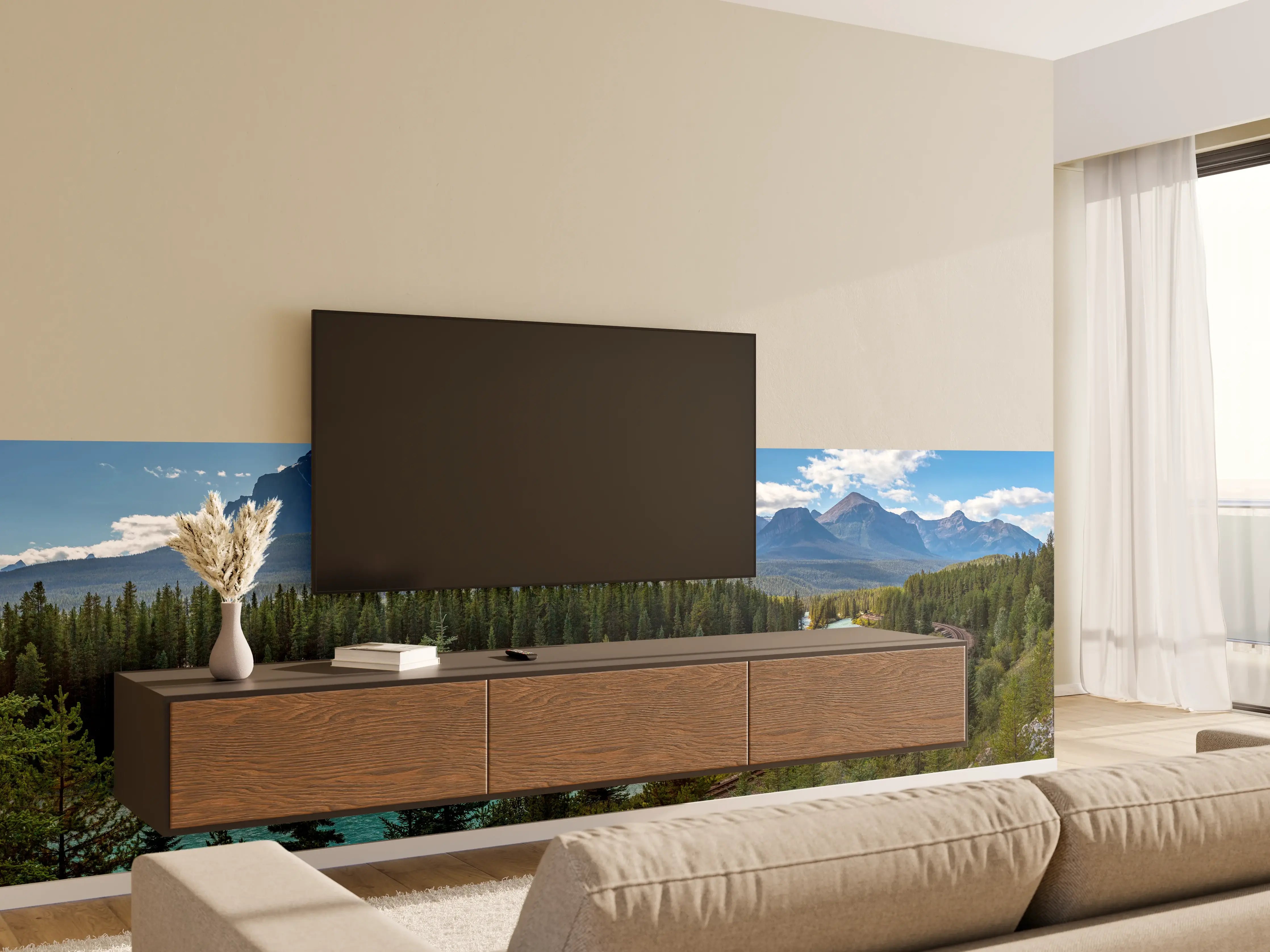 Wandverkleidung Wohnzimmer - Kanada Nationalpark Natur Zug Gleisen