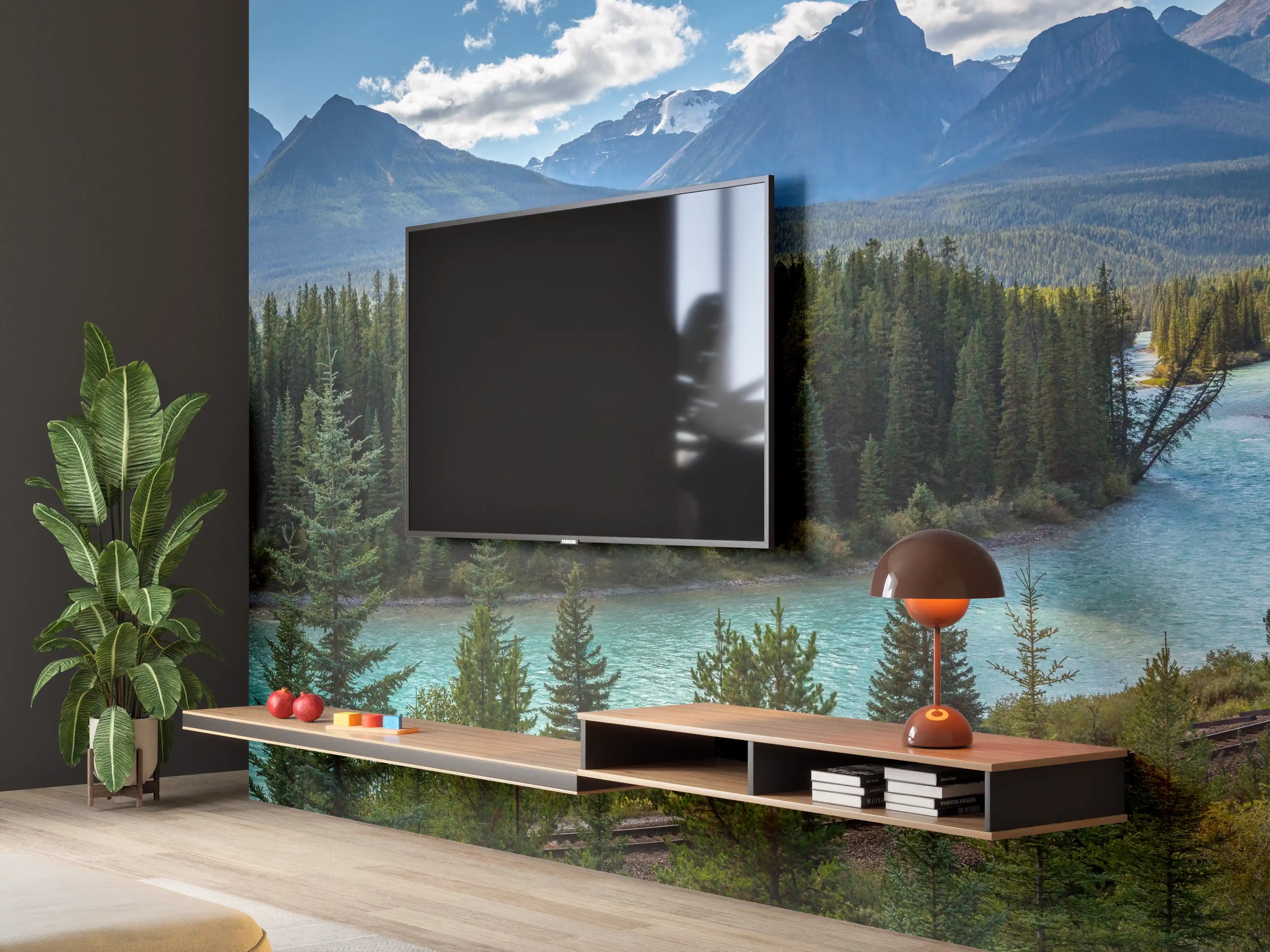 Wandverkleidung Wohnzimmer - Kanada Nationalpark Natur Zug Gleisen
