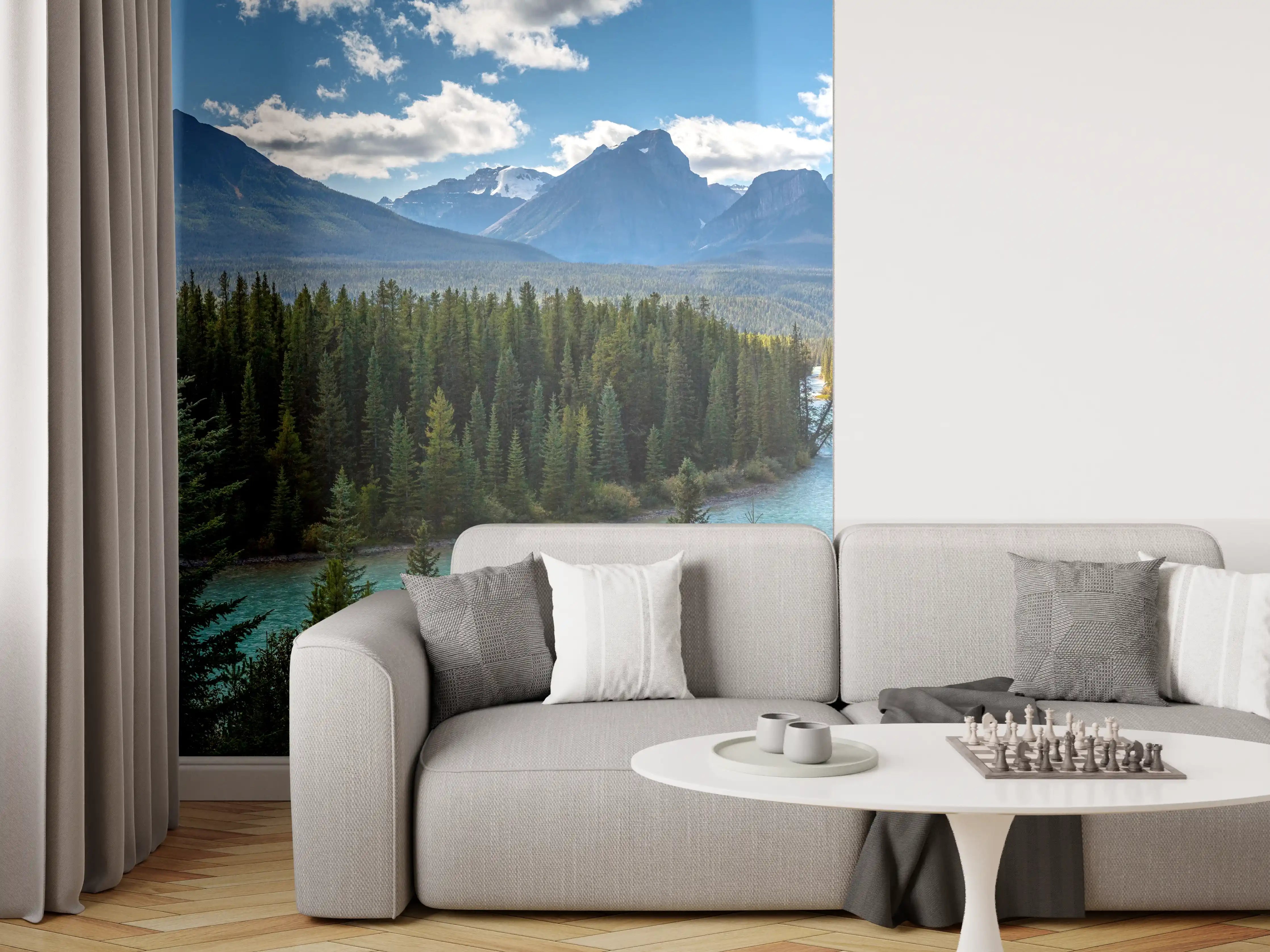 Wandverkleidung Wohnzimmer - Kanada Nationalpark Natur Zug Gleisen