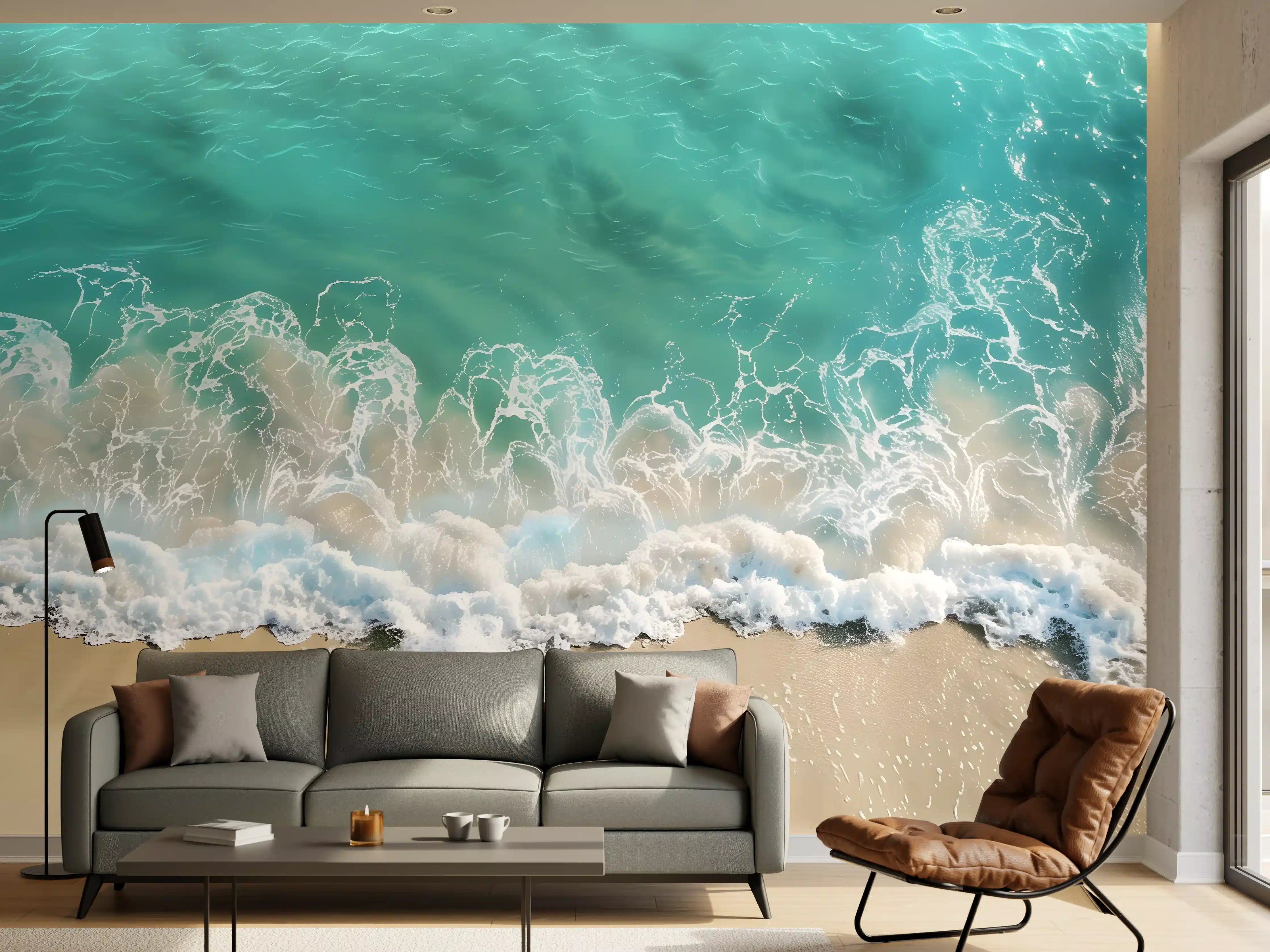 Wandverkleidung Wohnzimmer - Karibik Strand mit türkisblauem Wasser
