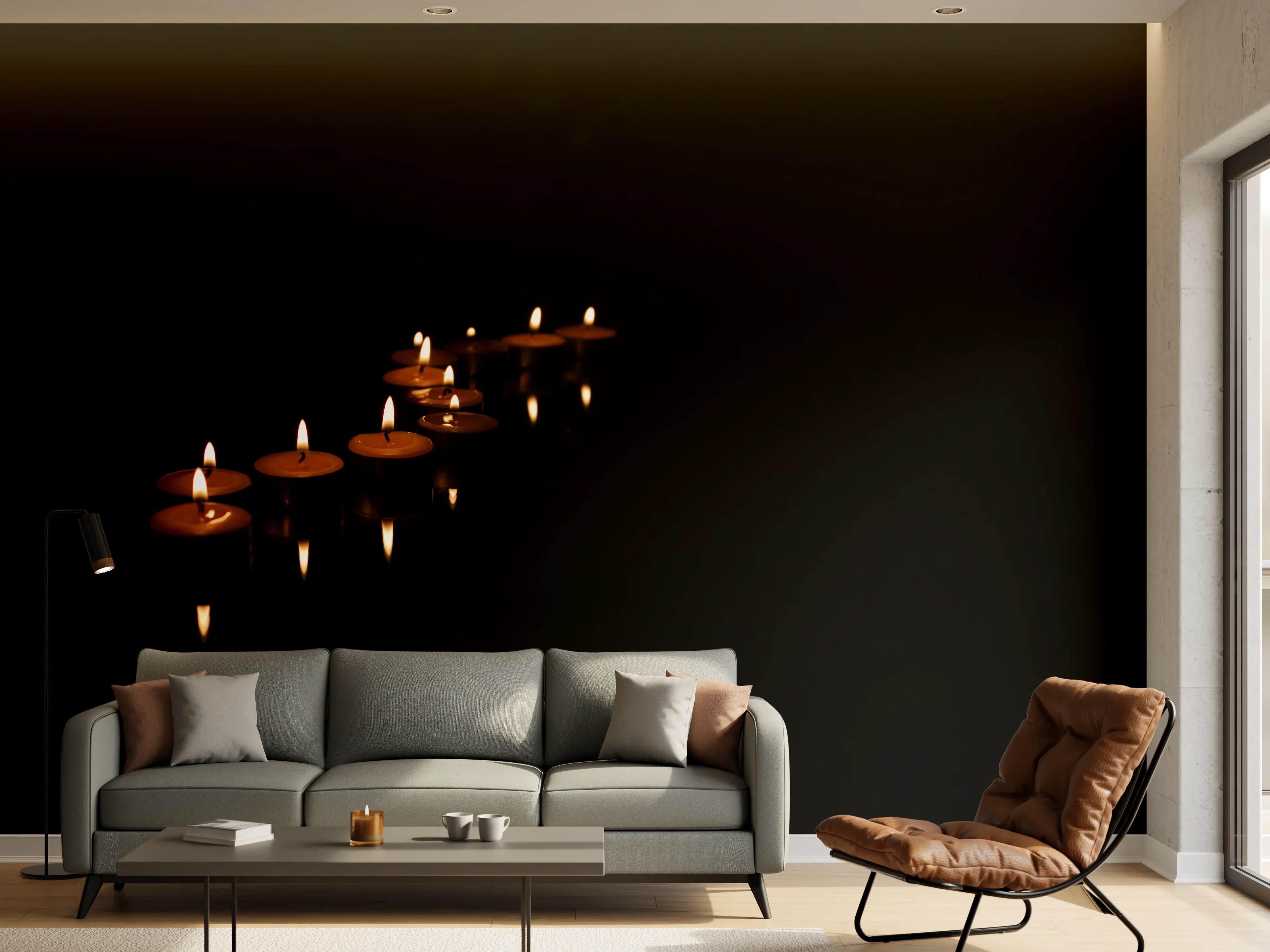 Wandverkleidung Wohnzimmer - Kerzen - Gedenkstätte