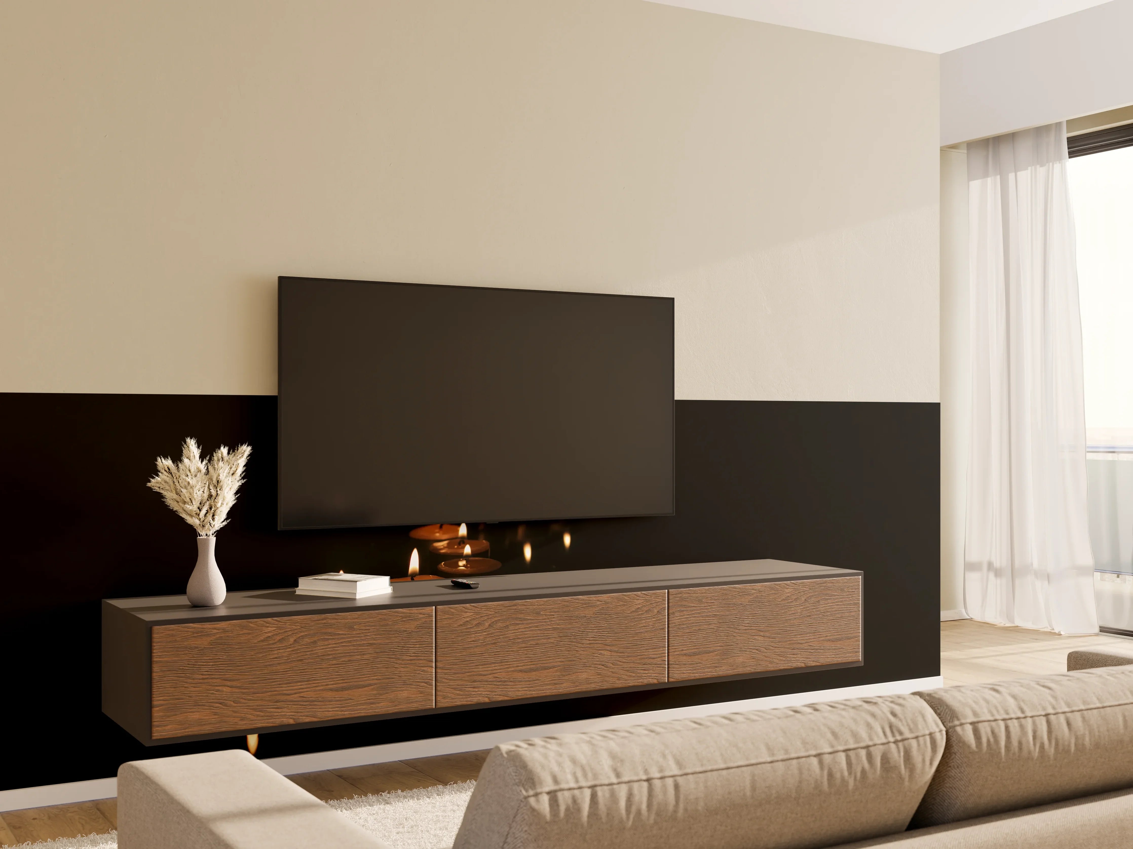Wandverkleidung Wohnzimmer - Kerzen - Gedenkstätte