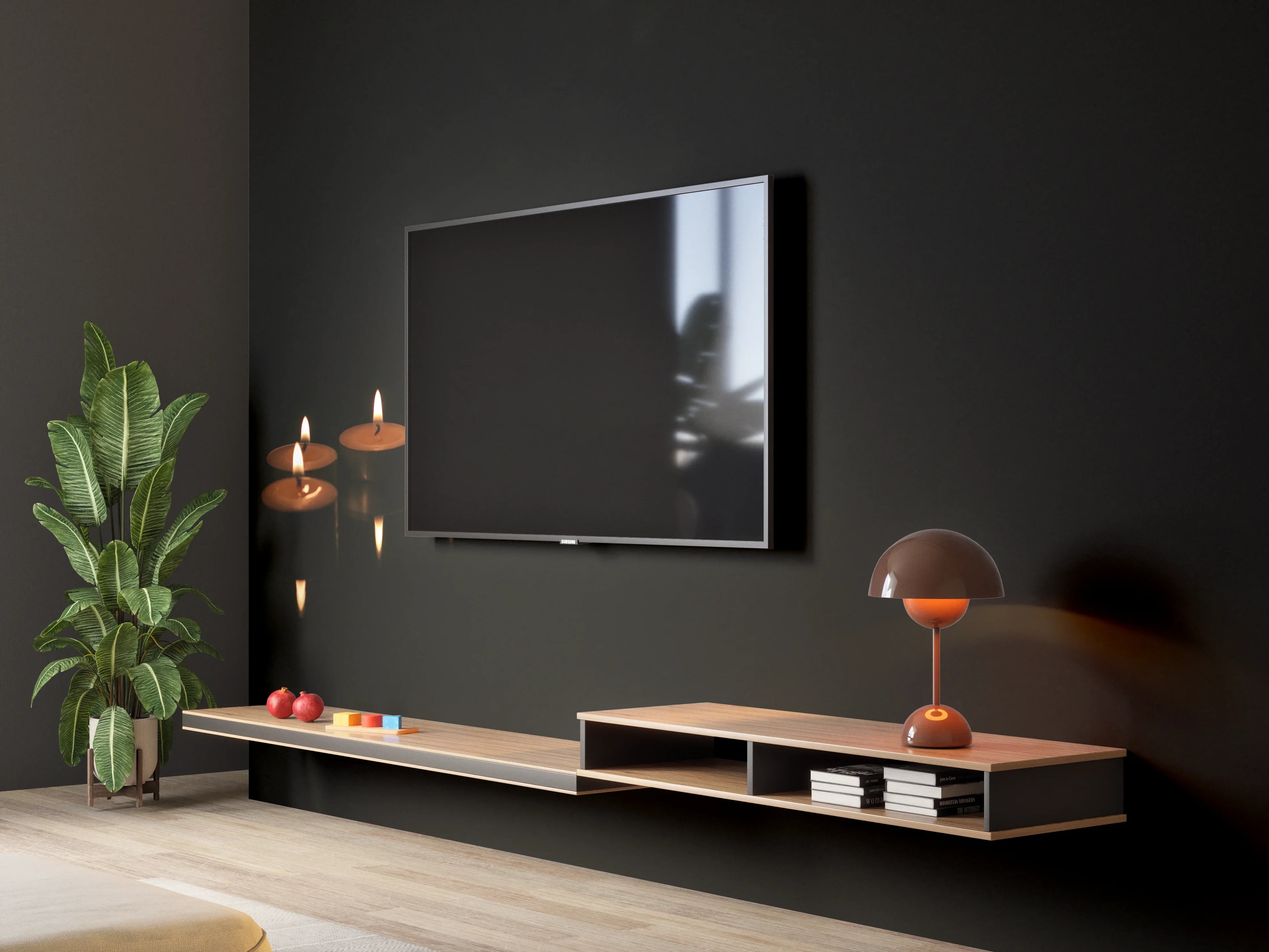Wandverkleidung Wohnzimmer - Kerzen - Gedenkstätte