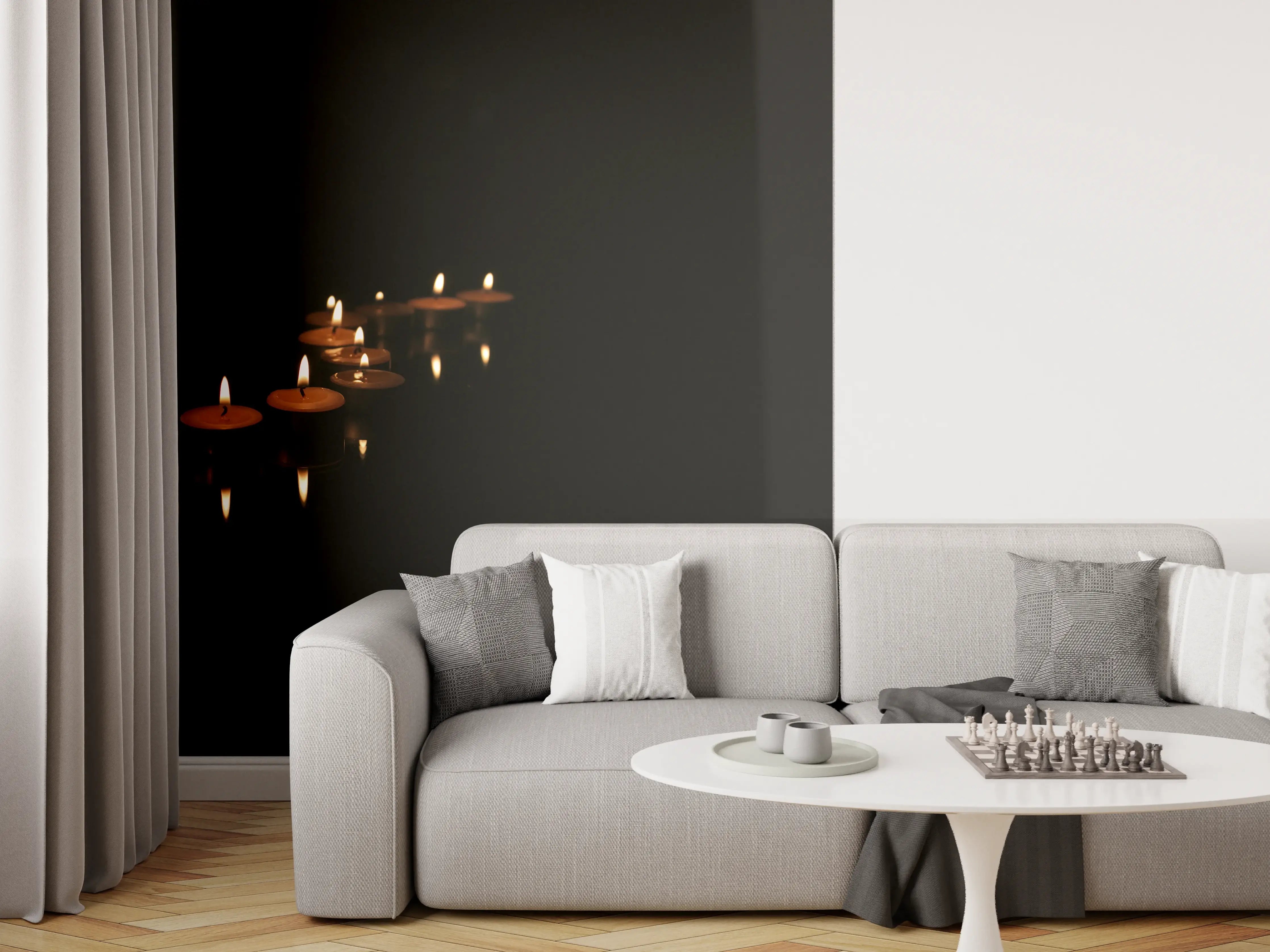 Wandverkleidung Wohnzimmer - Kerzen - Gedenkstätte