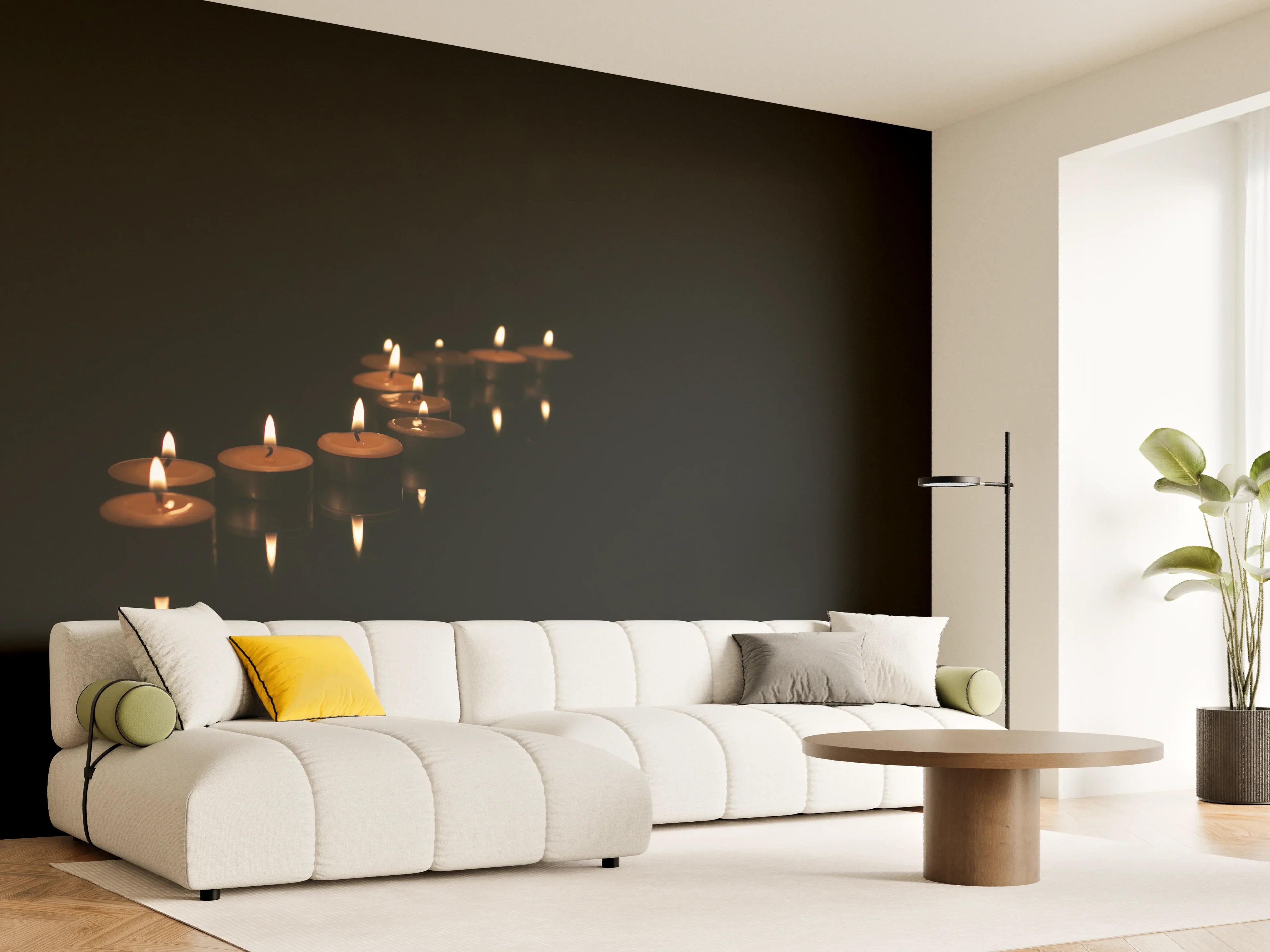 Wandverkleidung Wohnzimmer - Kerzen - Gedenkstätte