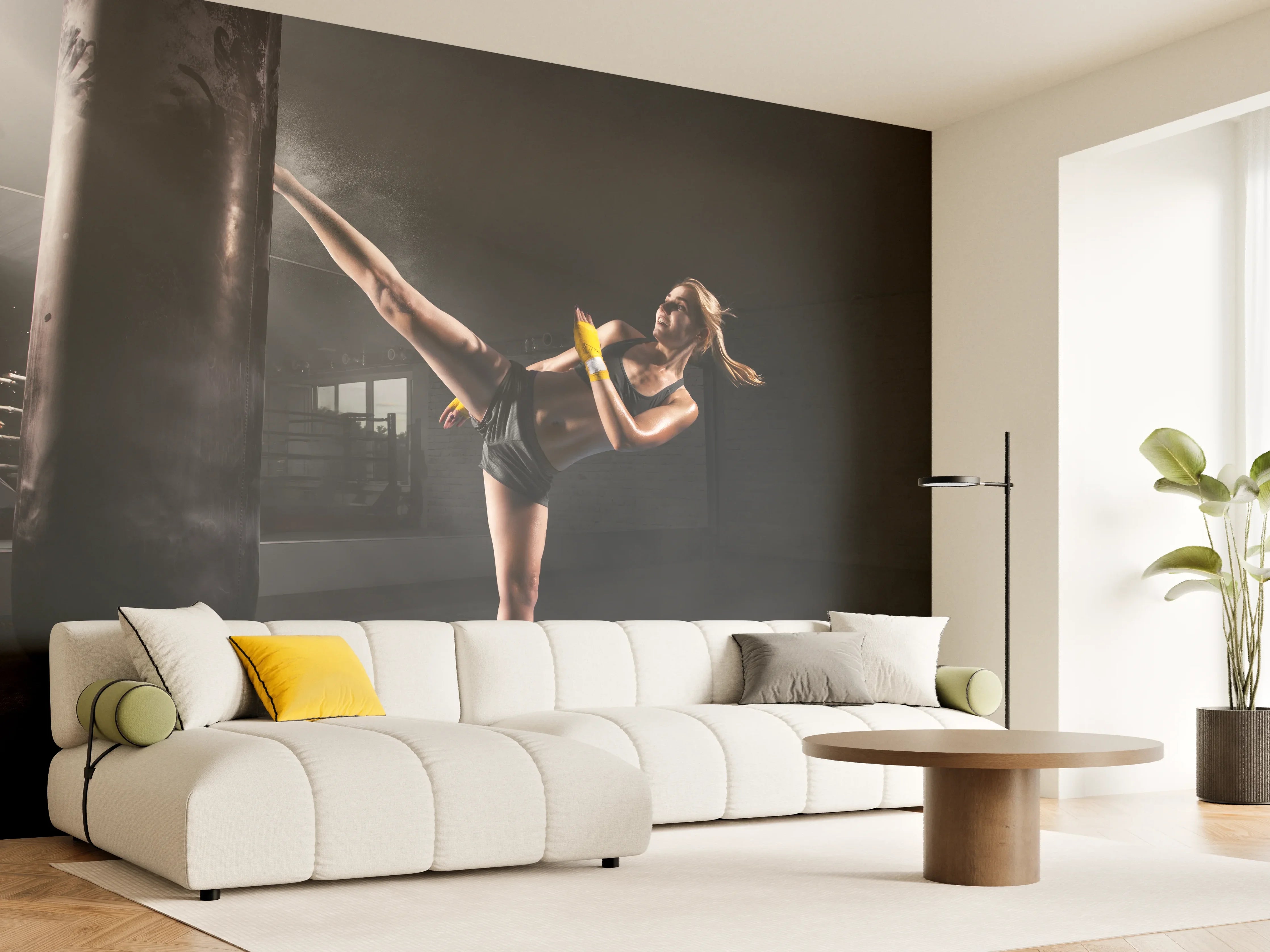 Wandverkleidung Wohnzimmer - Kickboxen Sport