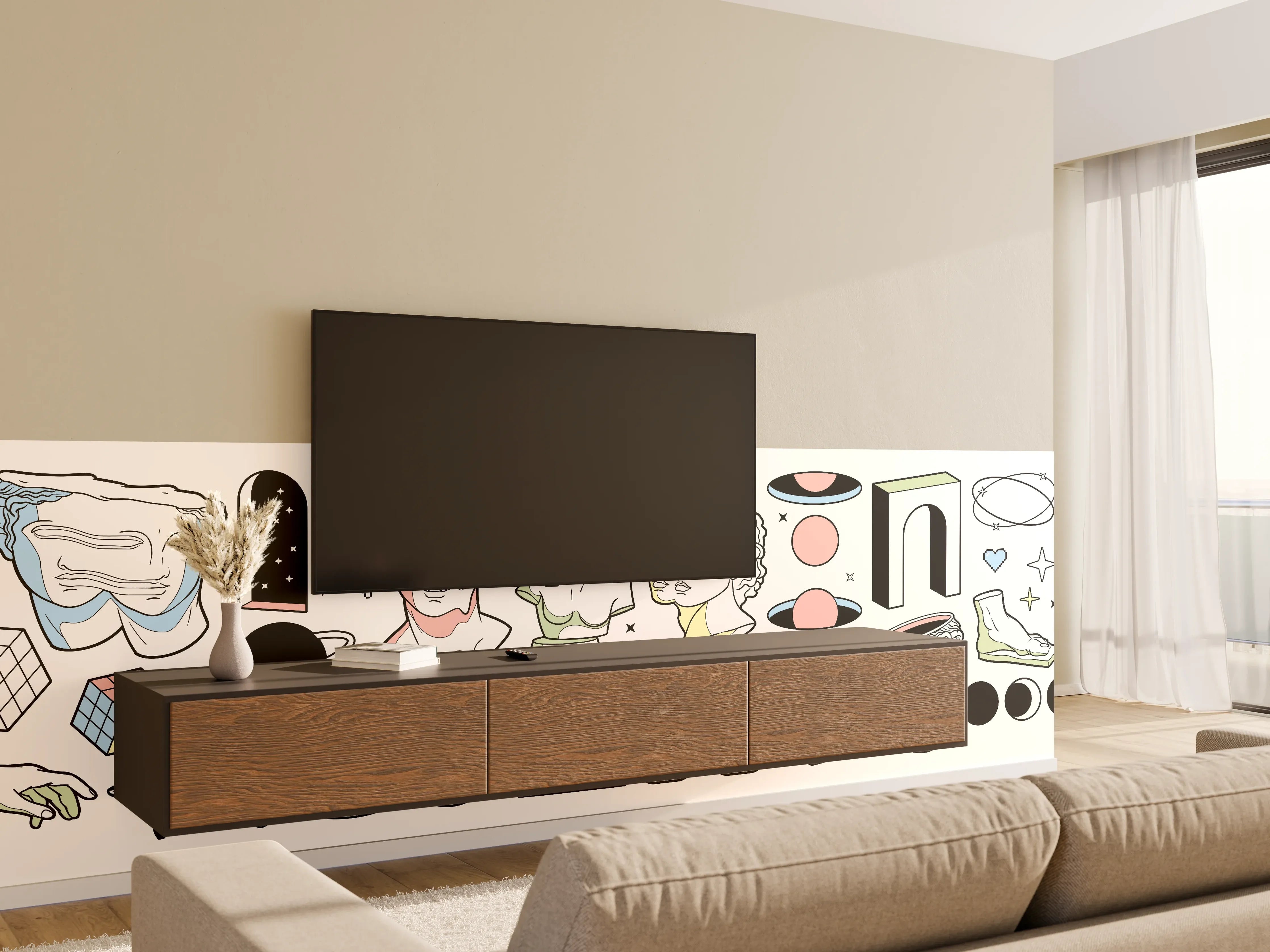 Wandverkleidung Wohnzimmer - Klassik-Inspirierte Illustrationsreihe