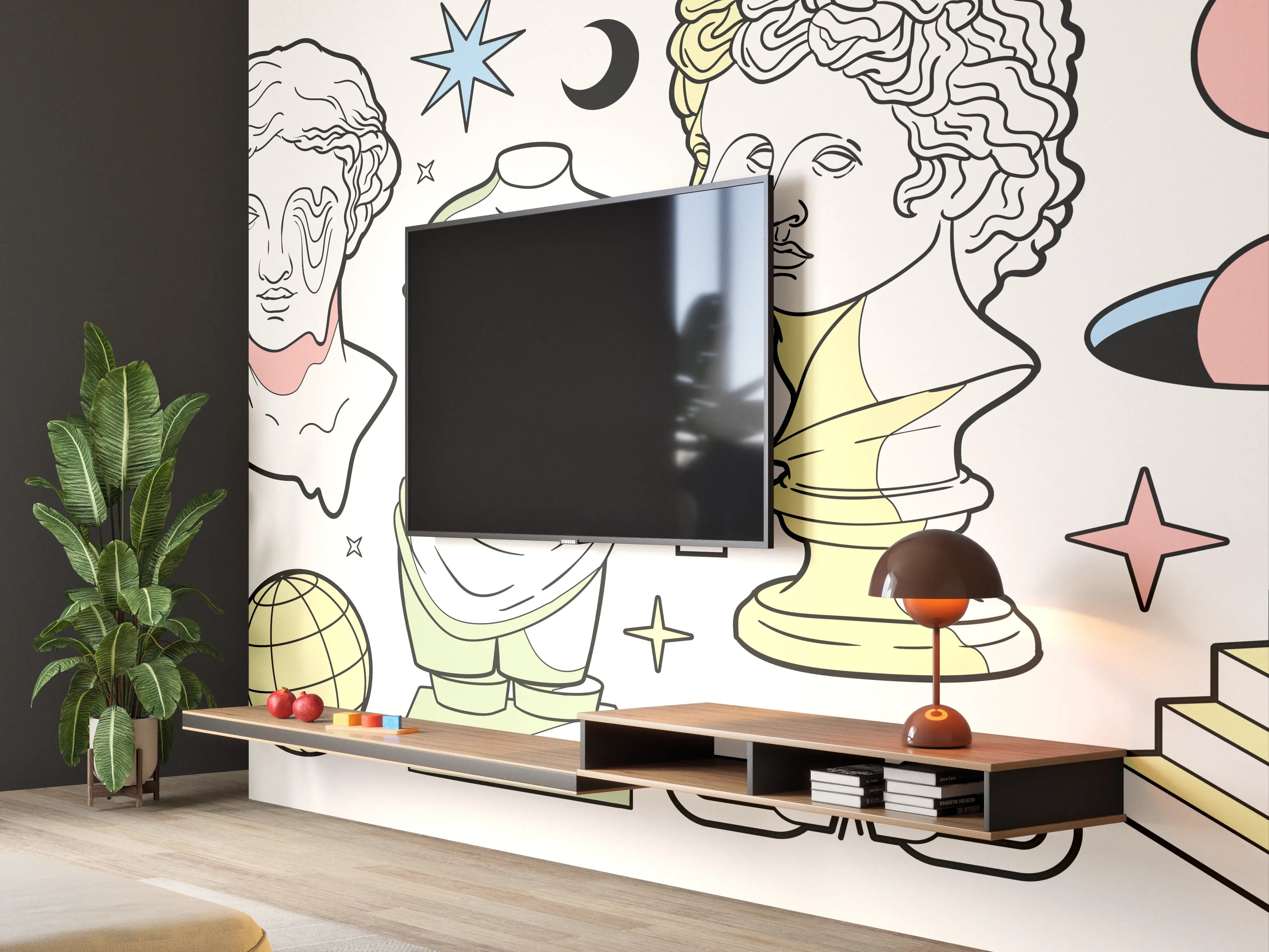Wandverkleidung Wohnzimmer - Klassik-Inspirierte Illustrationsreihe