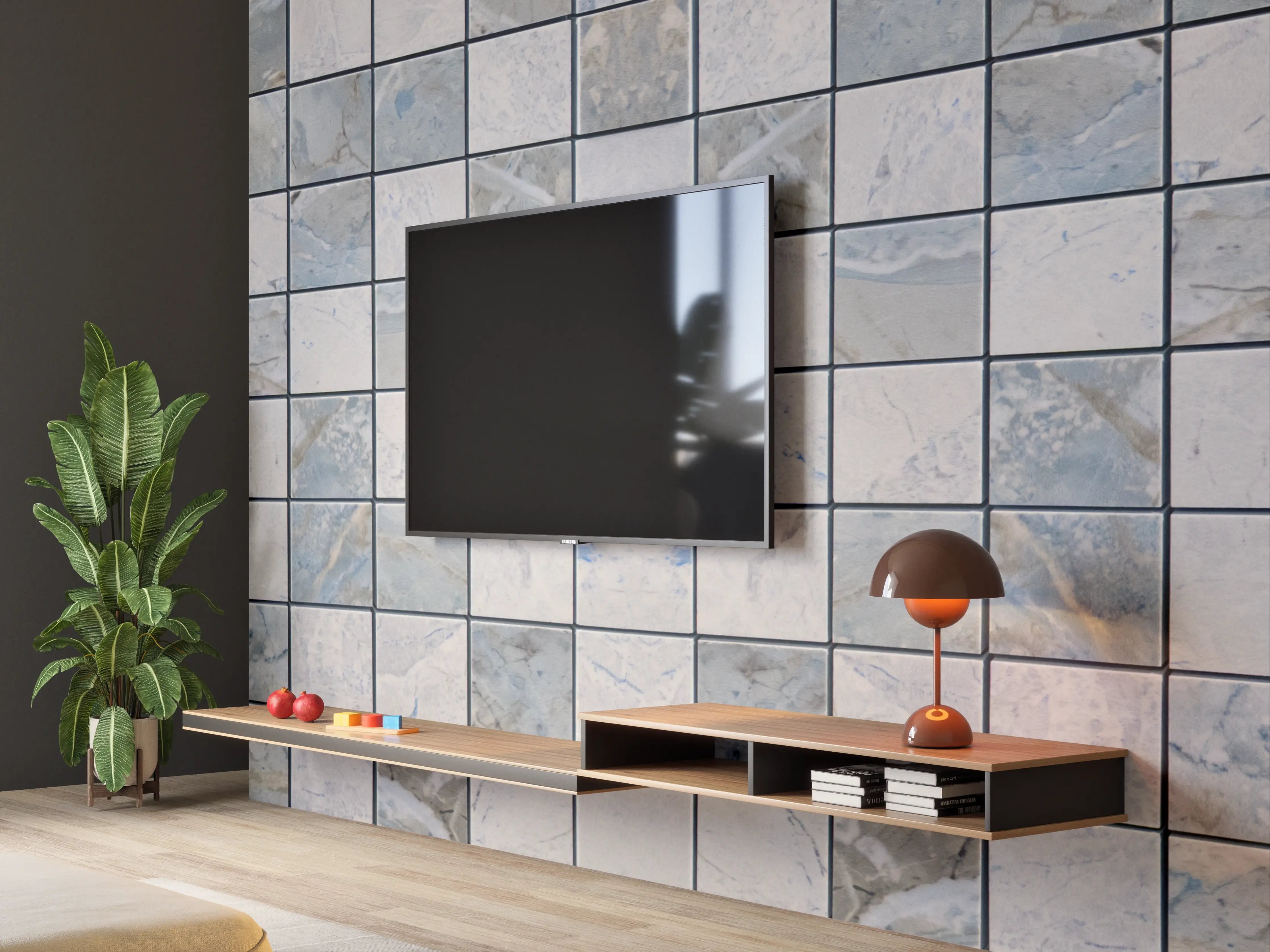Wandverkleidung Wohnzimmer - Kleinsteinmosaik im Naturlook