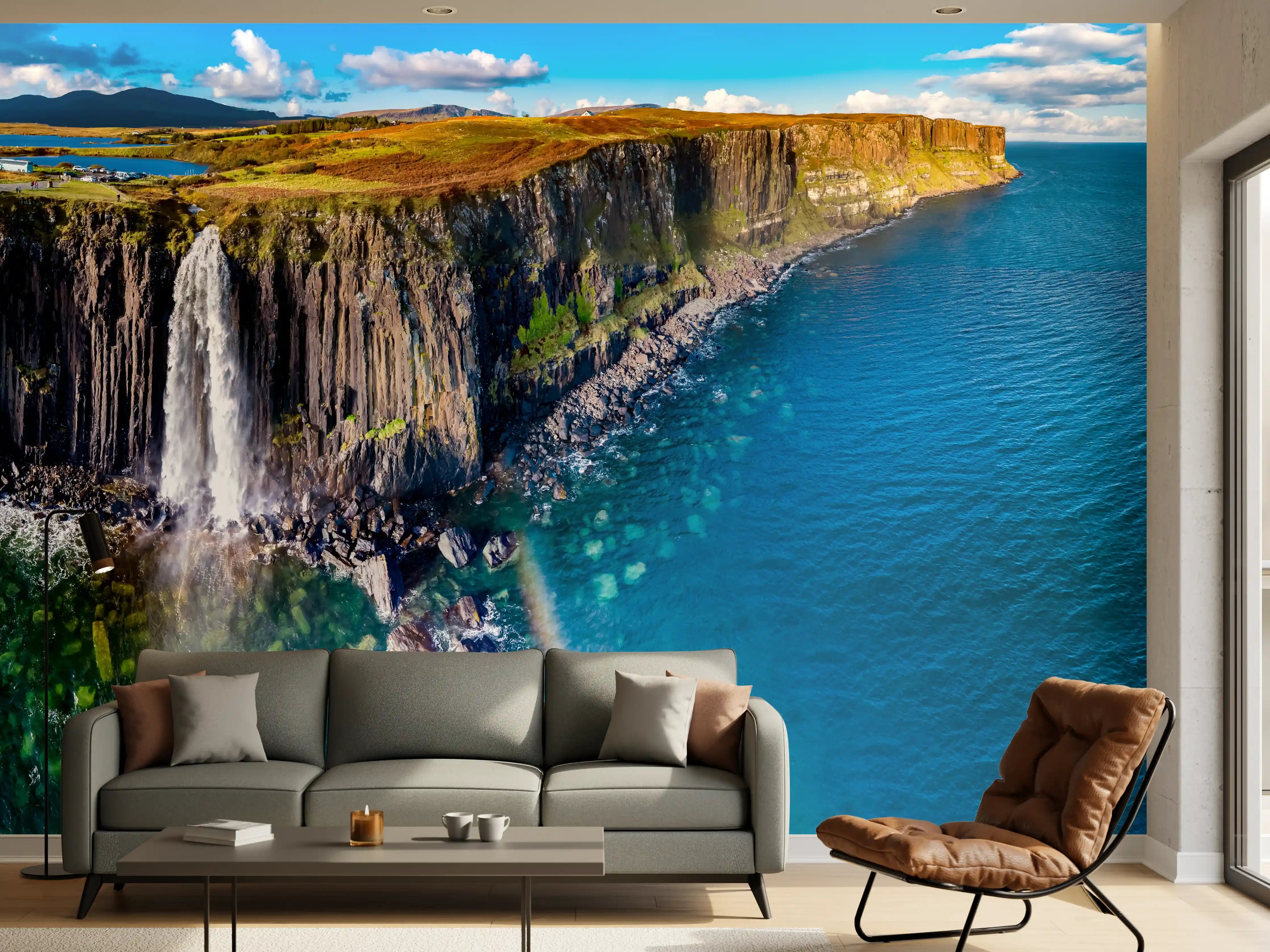 Wandverkleidung Wohnzimmer - Klippen von Staffin - Schottland