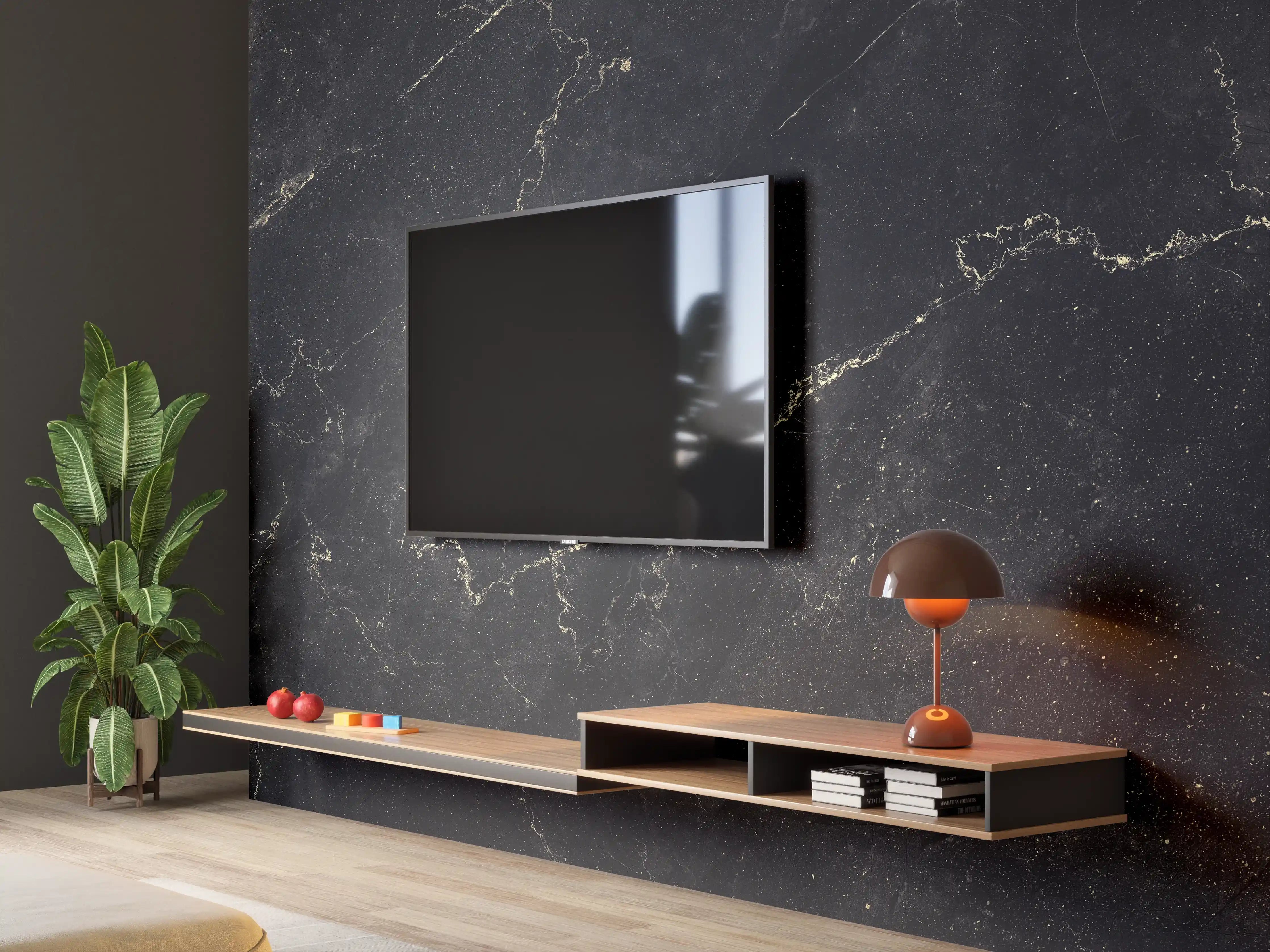Wandverkleidung Wohnzimmer - Königlicher schwarz-goldener Marmor