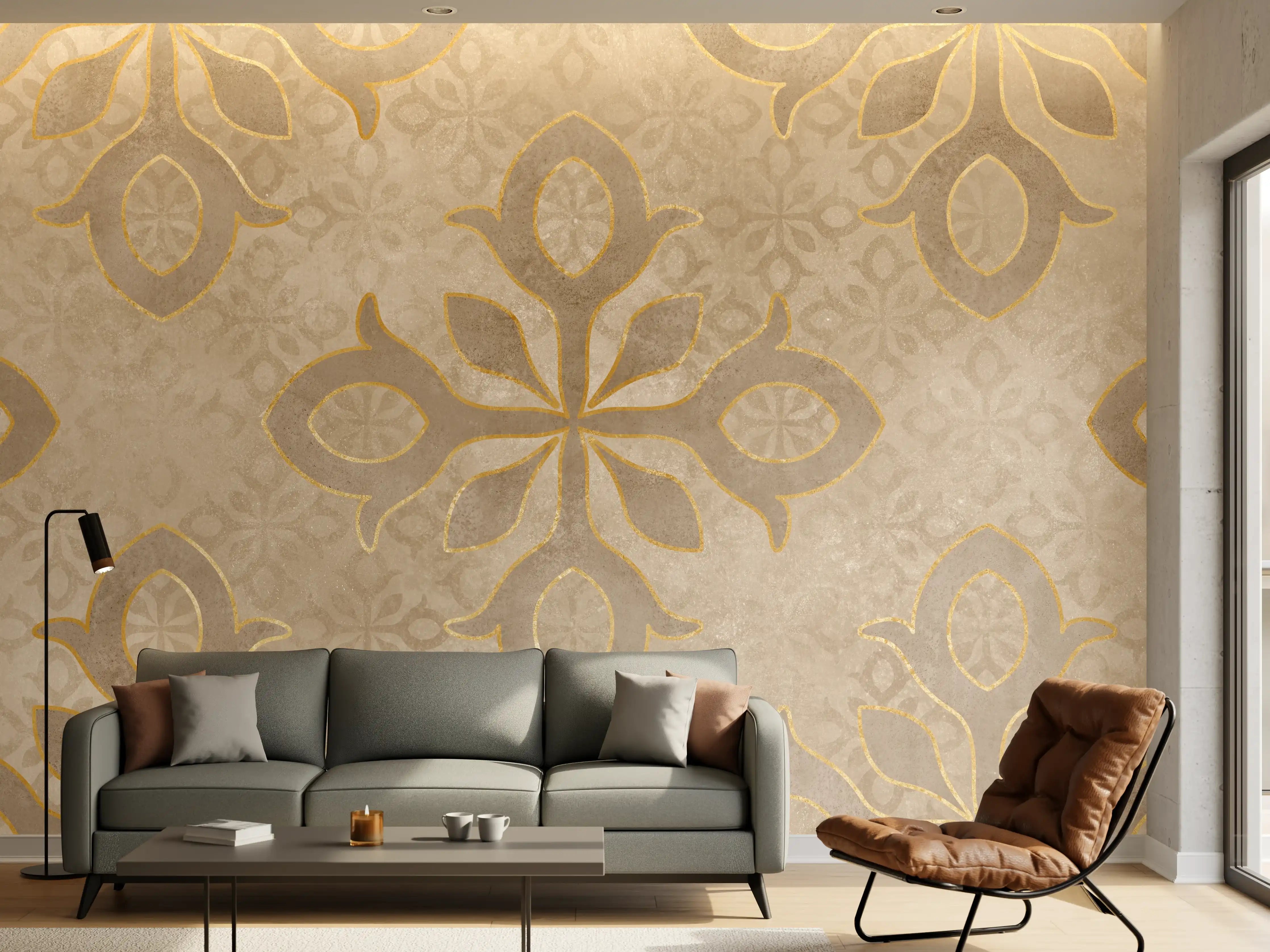 Wandverkleidung Wohnzimmer - Königliches Ornament Muster 