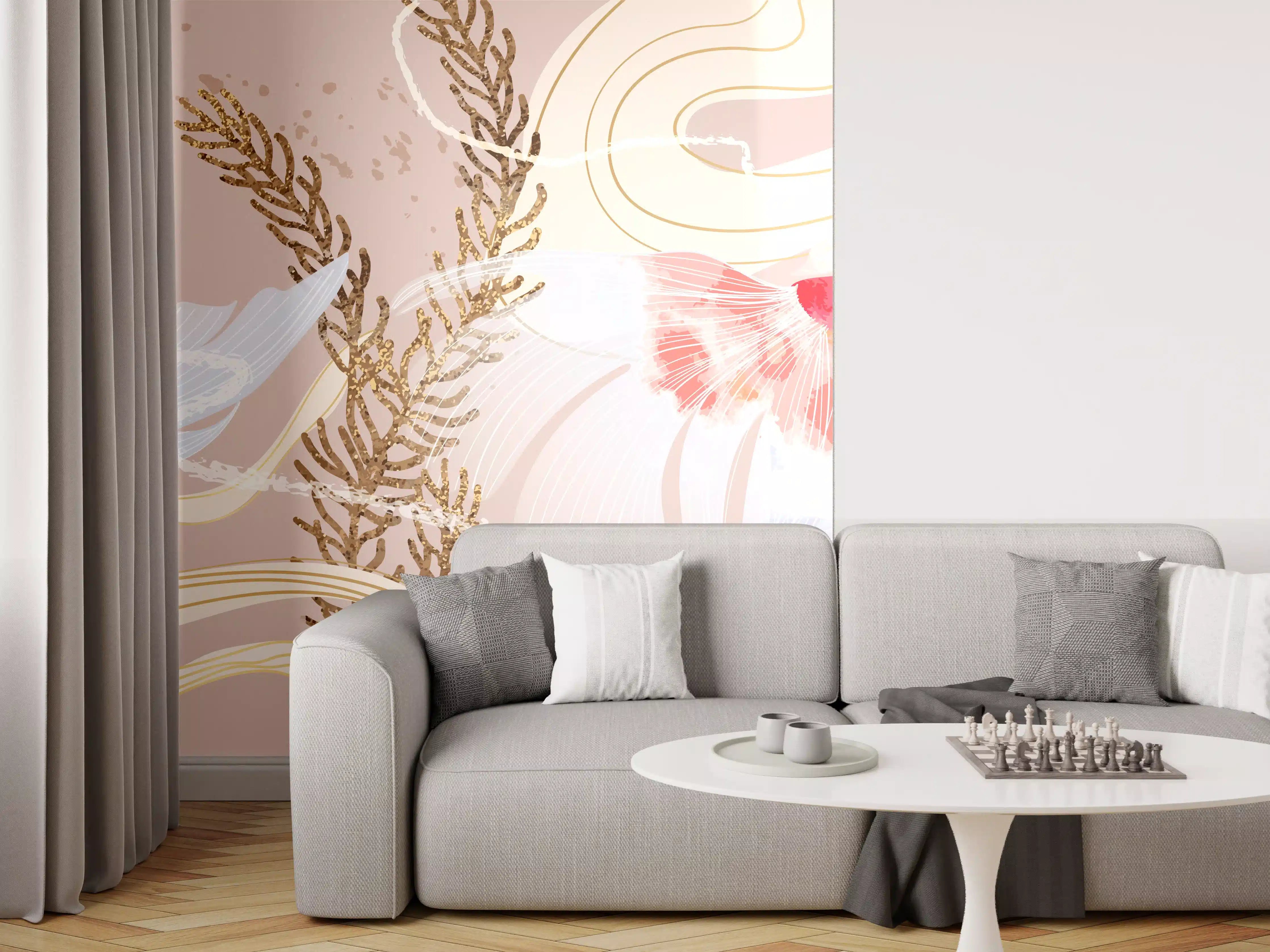 Wandverkleidung Wohnzimmer - Koi-Karpfen Kunst Illustration
