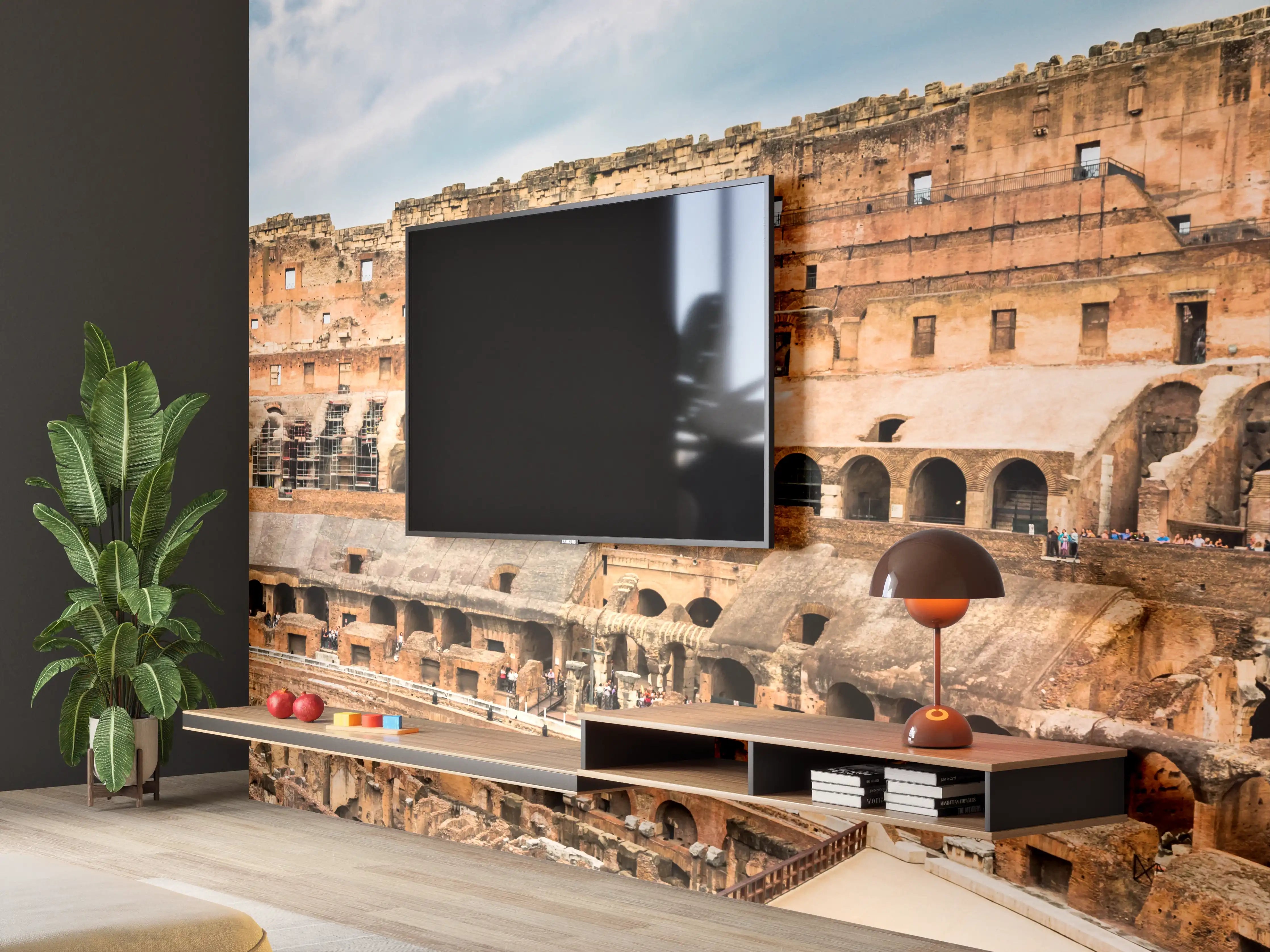 Wandverkleidung Wohnzimmer - Kolosseum Panorama in Beige