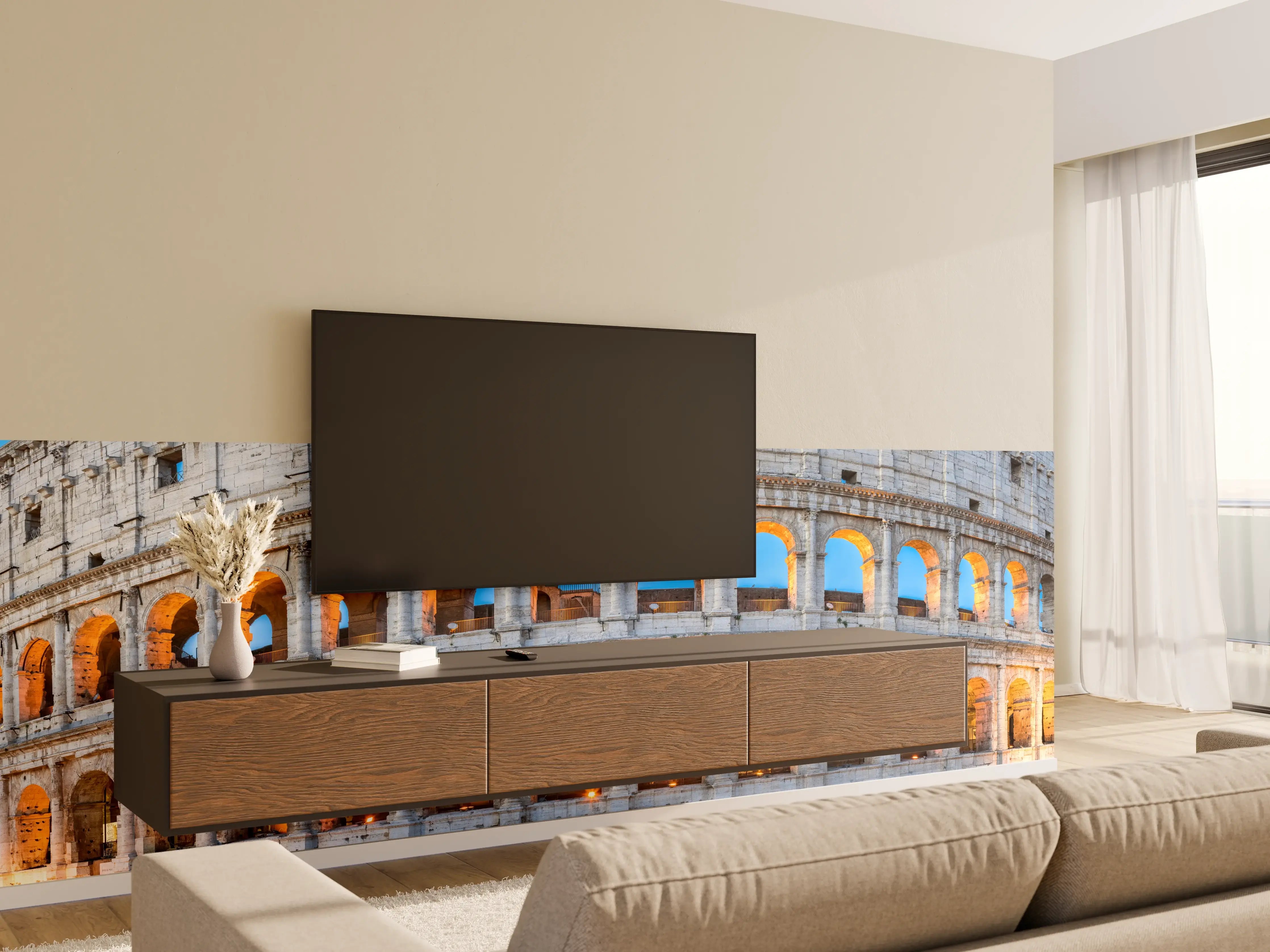 Wandverkleidung Wohnzimmer - Kolosseum Rom Abendlicht