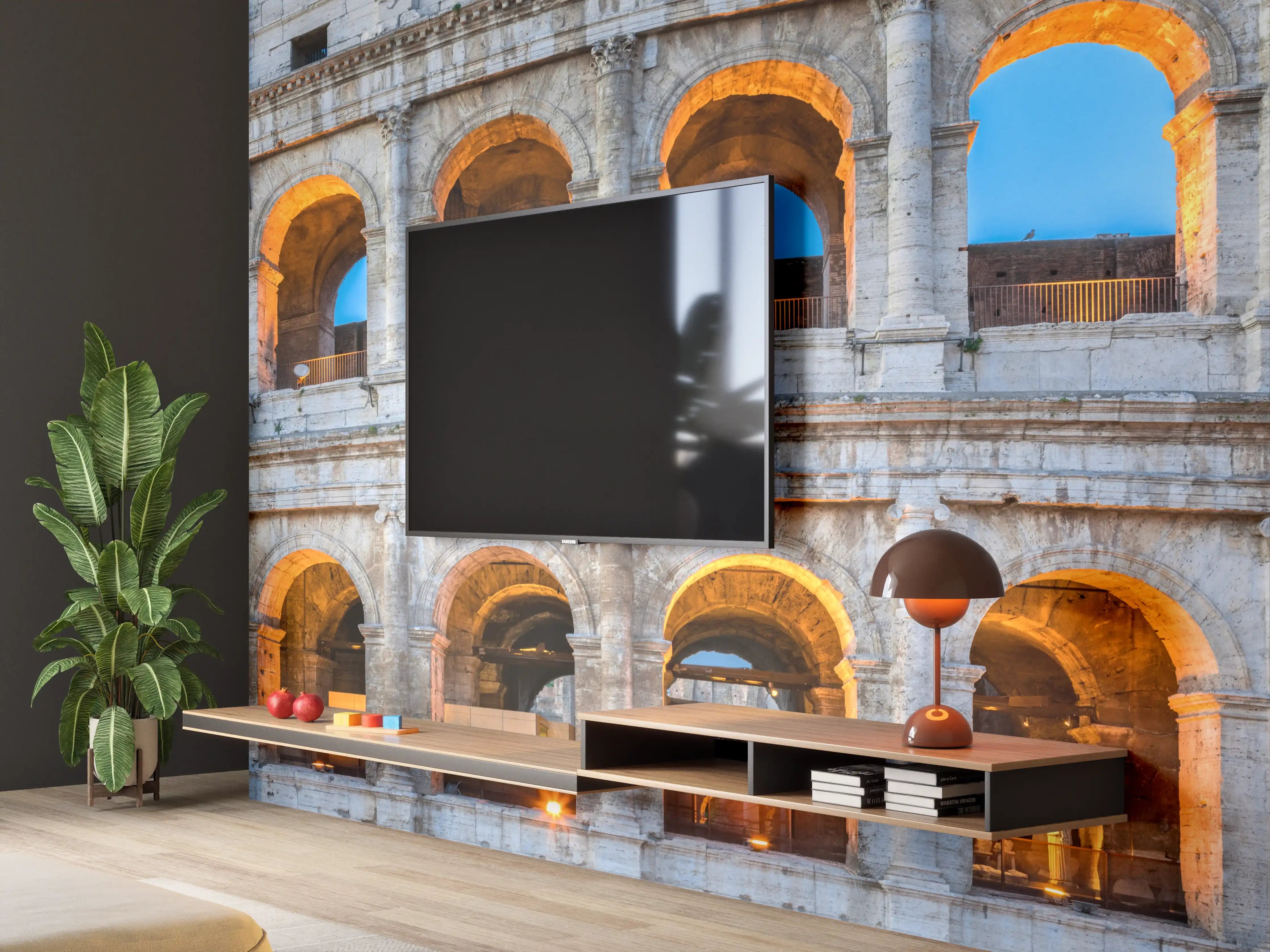 Wandverkleidung Wohnzimmer - Kolosseum Rom Abendlicht