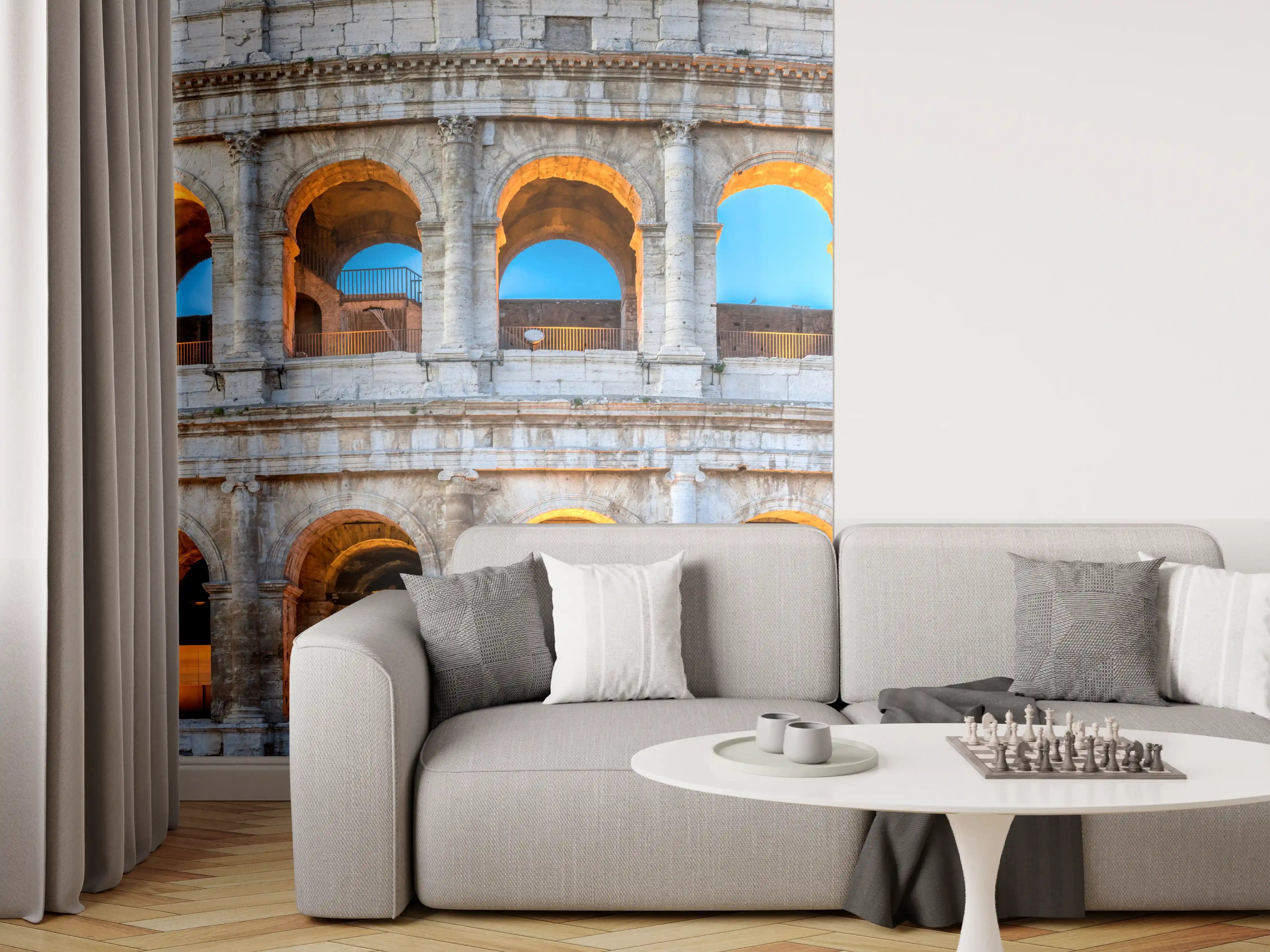 Wandverkleidung Wohnzimmer - Kolosseum Rom Abendlicht