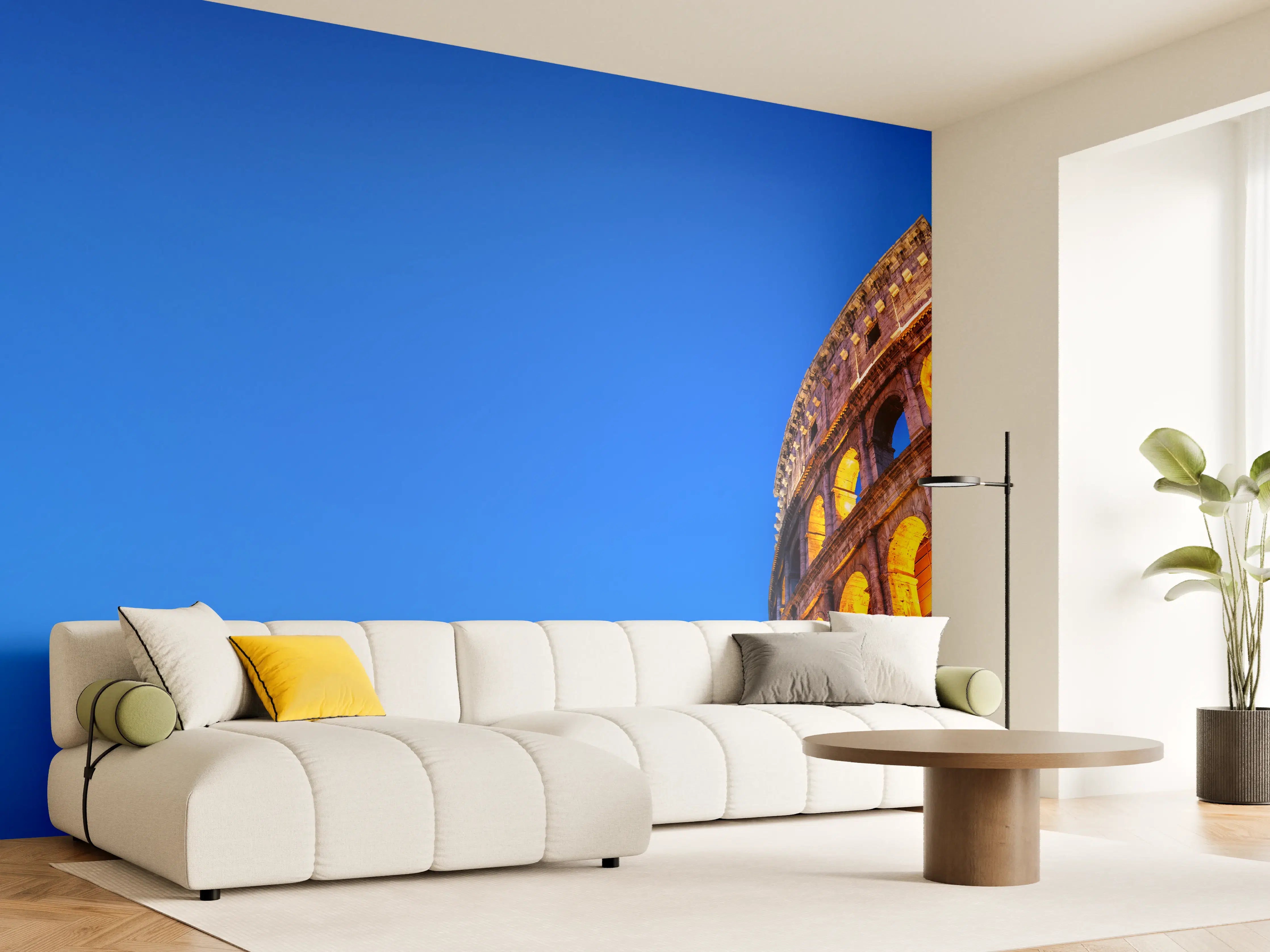 Wandverkleidung Wohnzimmer - Kolosseum bei Nacht Blau-Orange