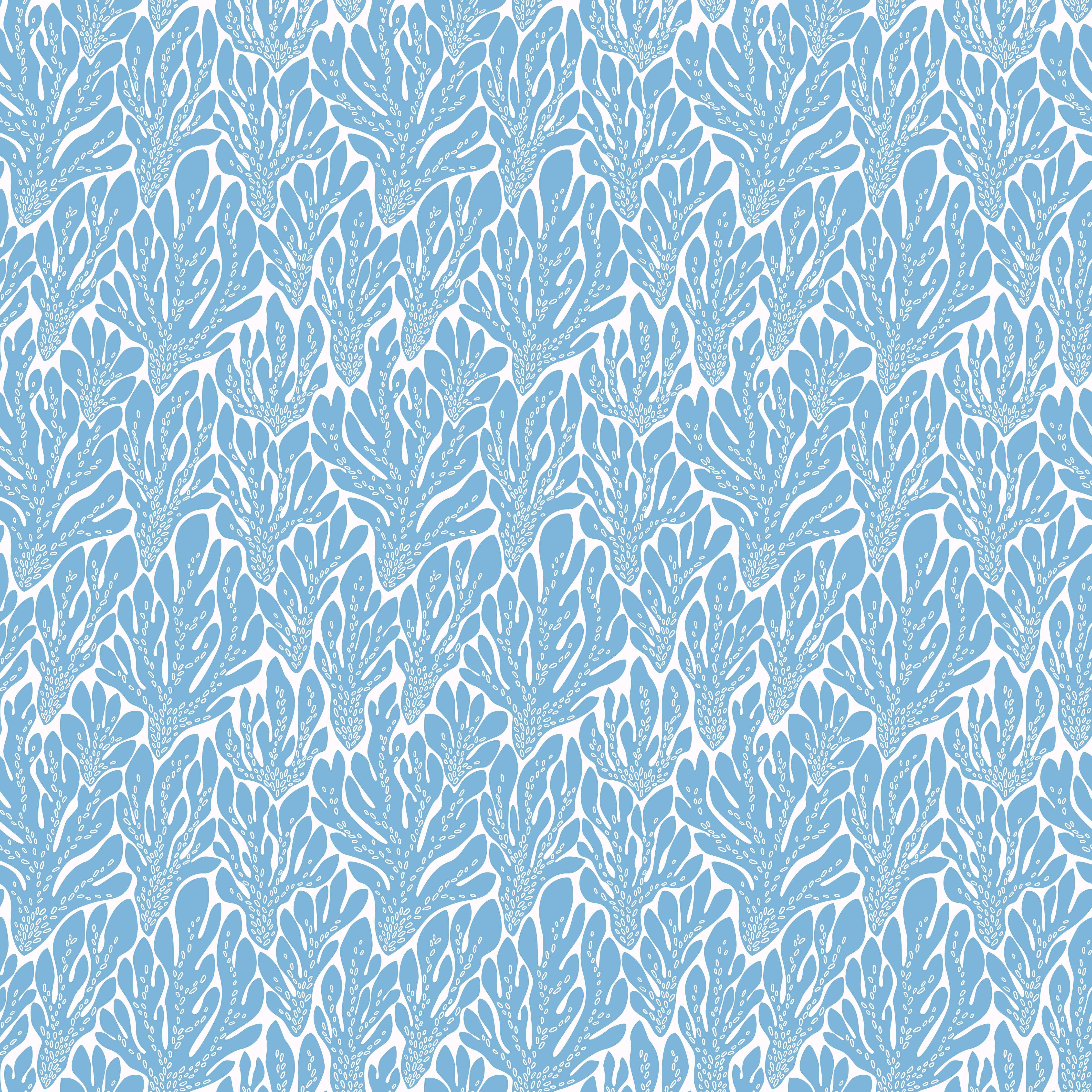 Wandverkleidung Wohnzimmer-Korallen-Abstract Blau-Weiß