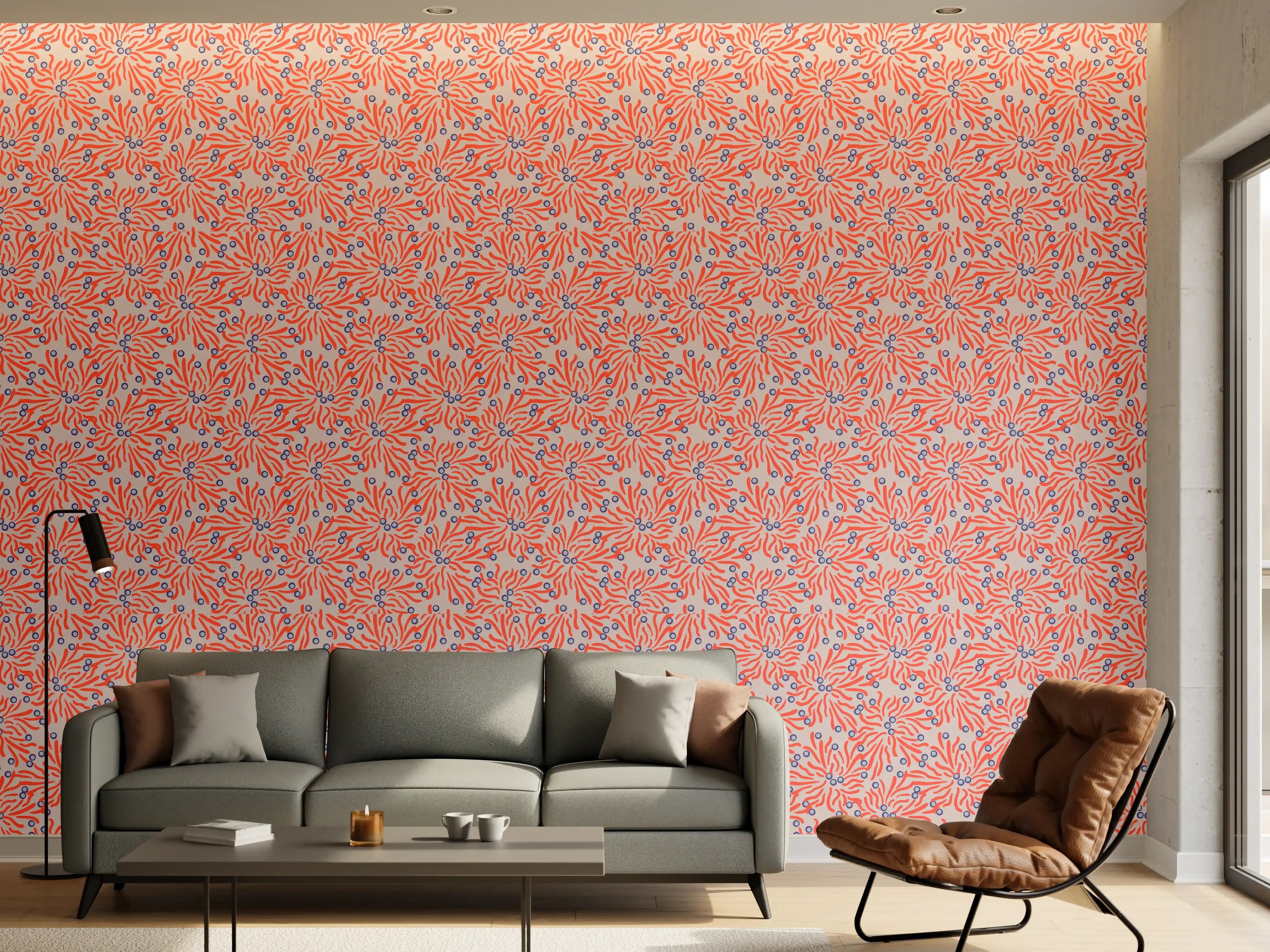 Wandverkleidung Wohnzimmer - Korallen-Abstrakt Korallenrosa