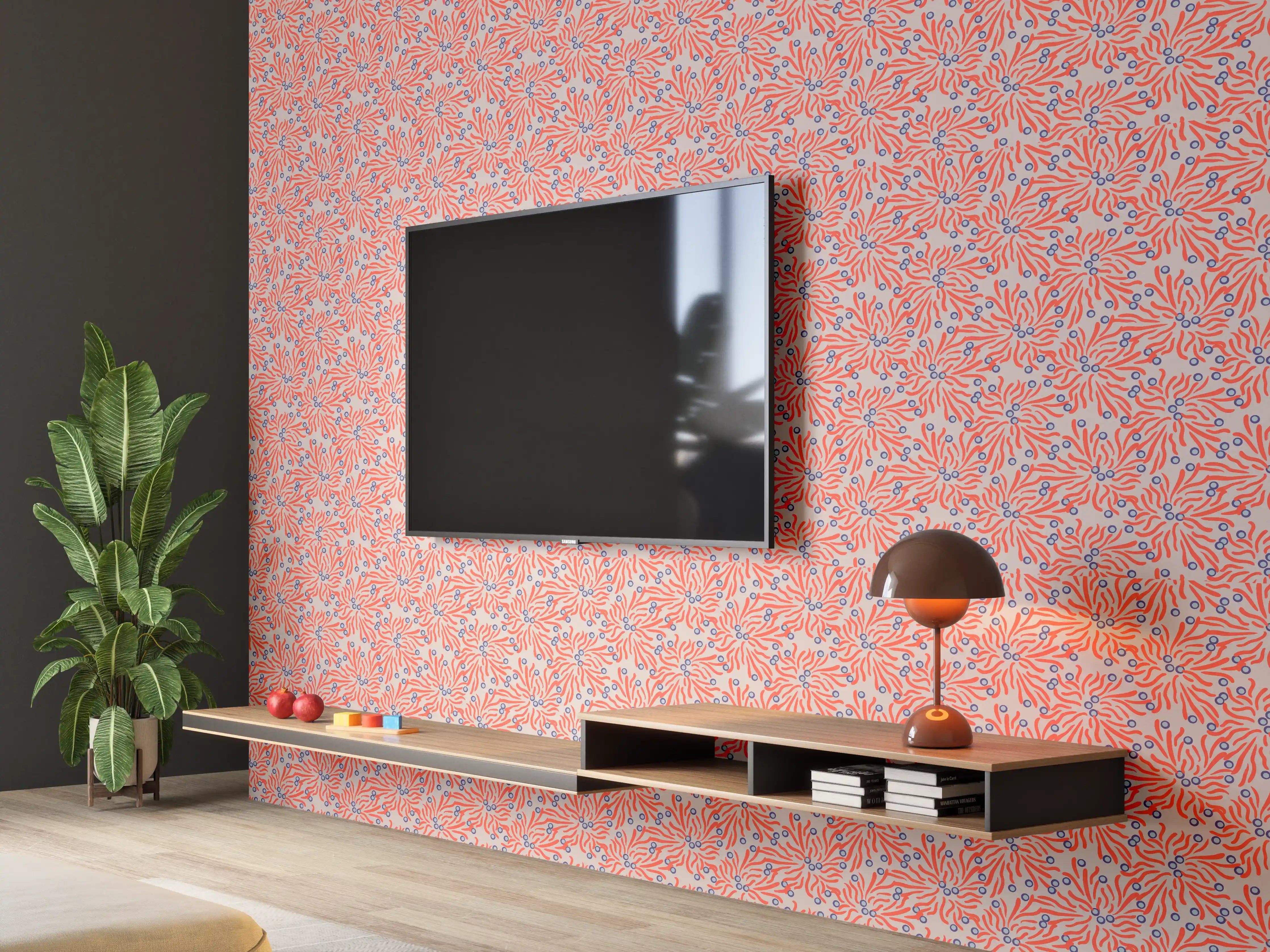 Wandverkleidung Wohnzimmer - Korallen-Abstrakt Korallenrosa