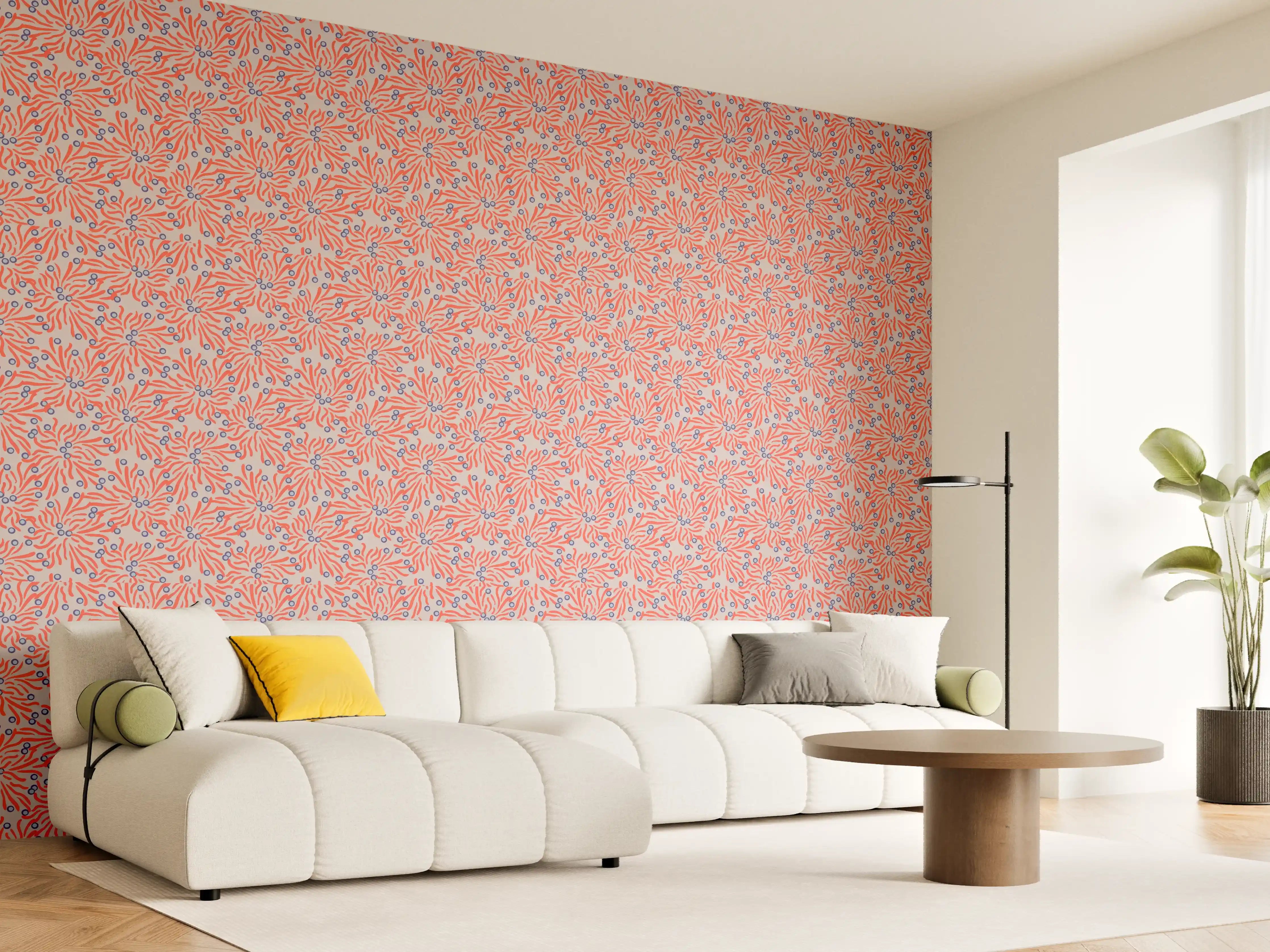 Wandverkleidung Wohnzimmer - Korallen-Abstrakt Korallenrosa