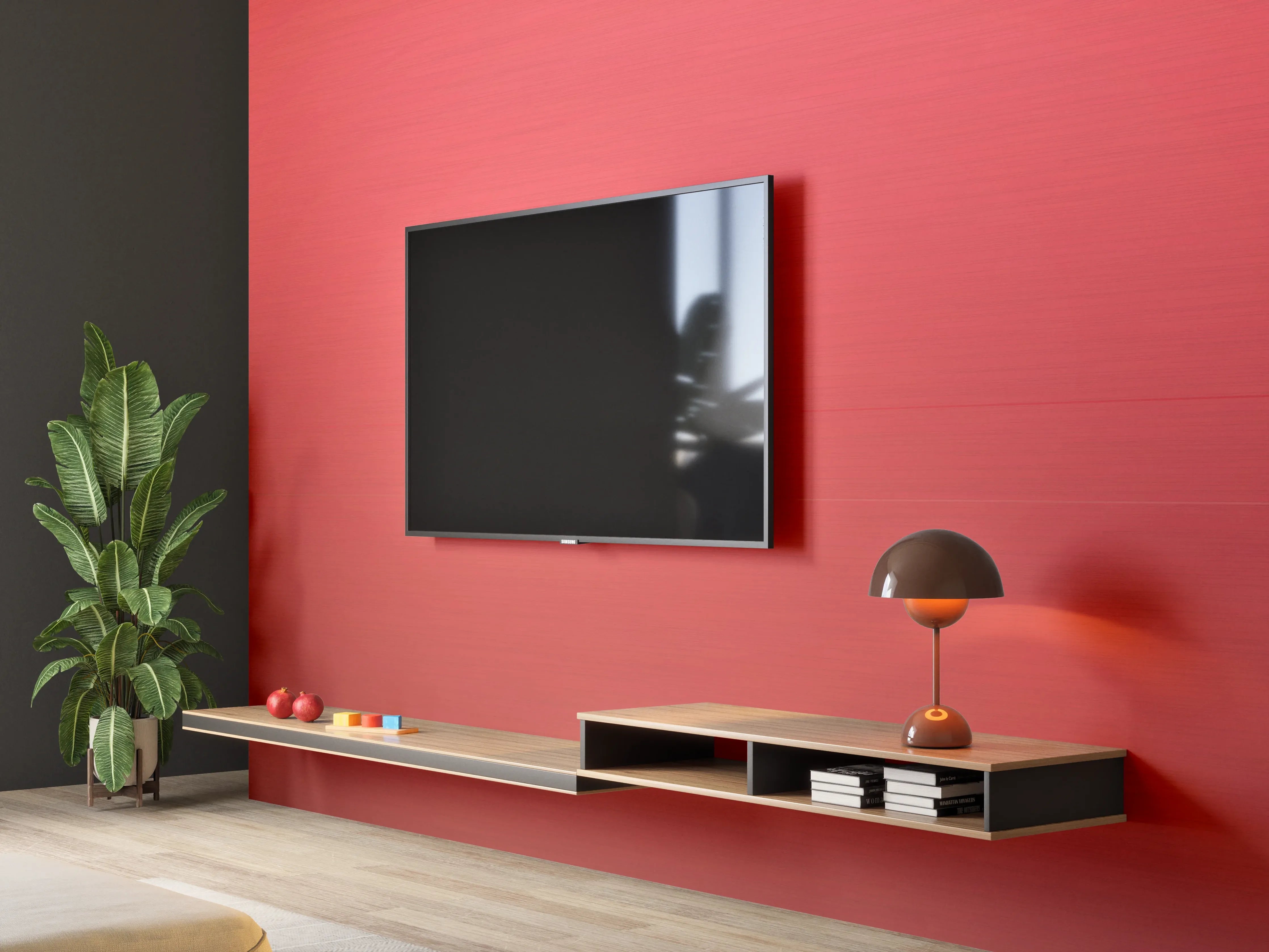 Wandverkleidung Wohnzimmer - Kräftiges Rot Uni-Farbe