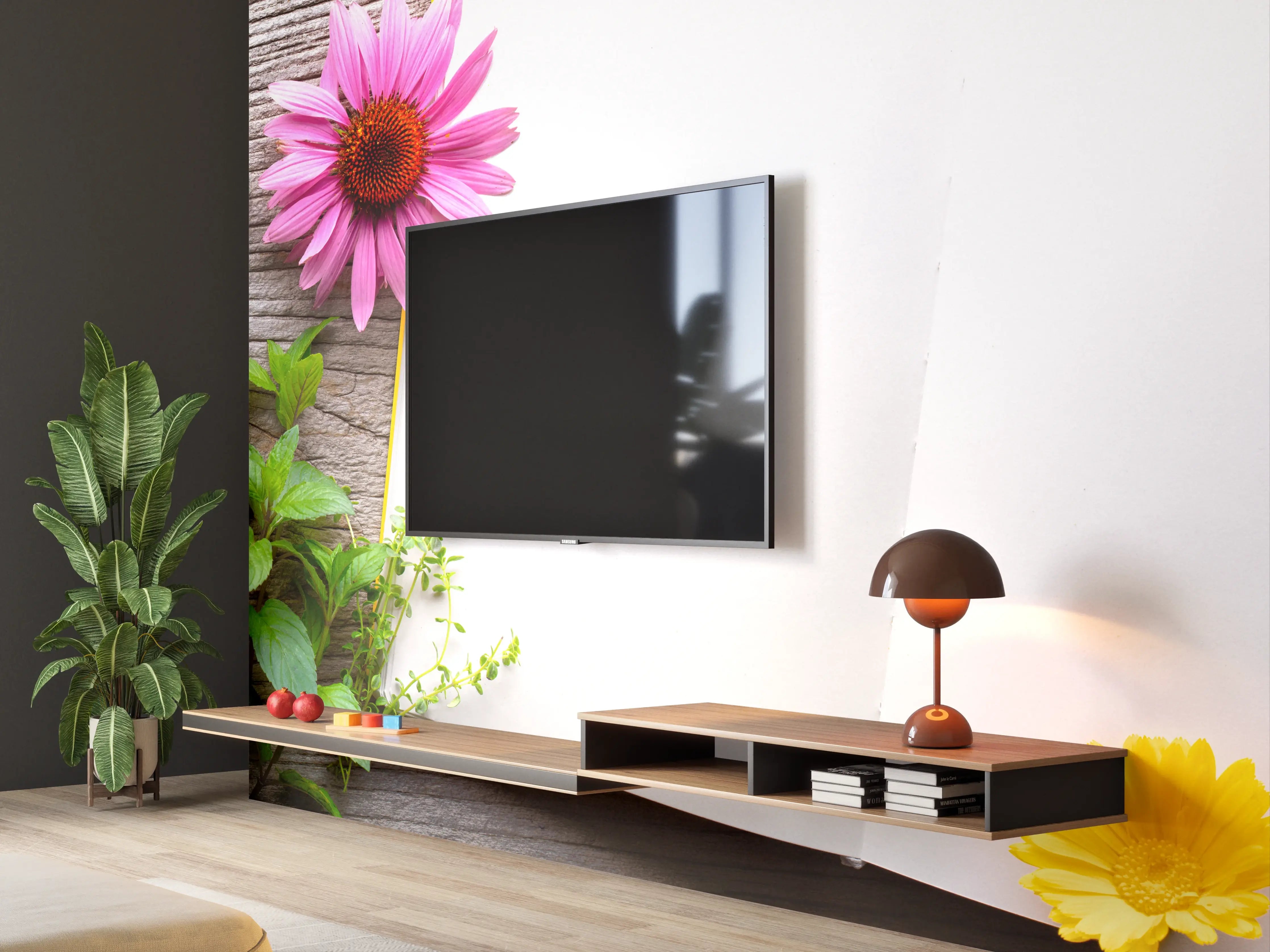 Wandverkleidung Wohnzimmer - Kräuter & Blumen