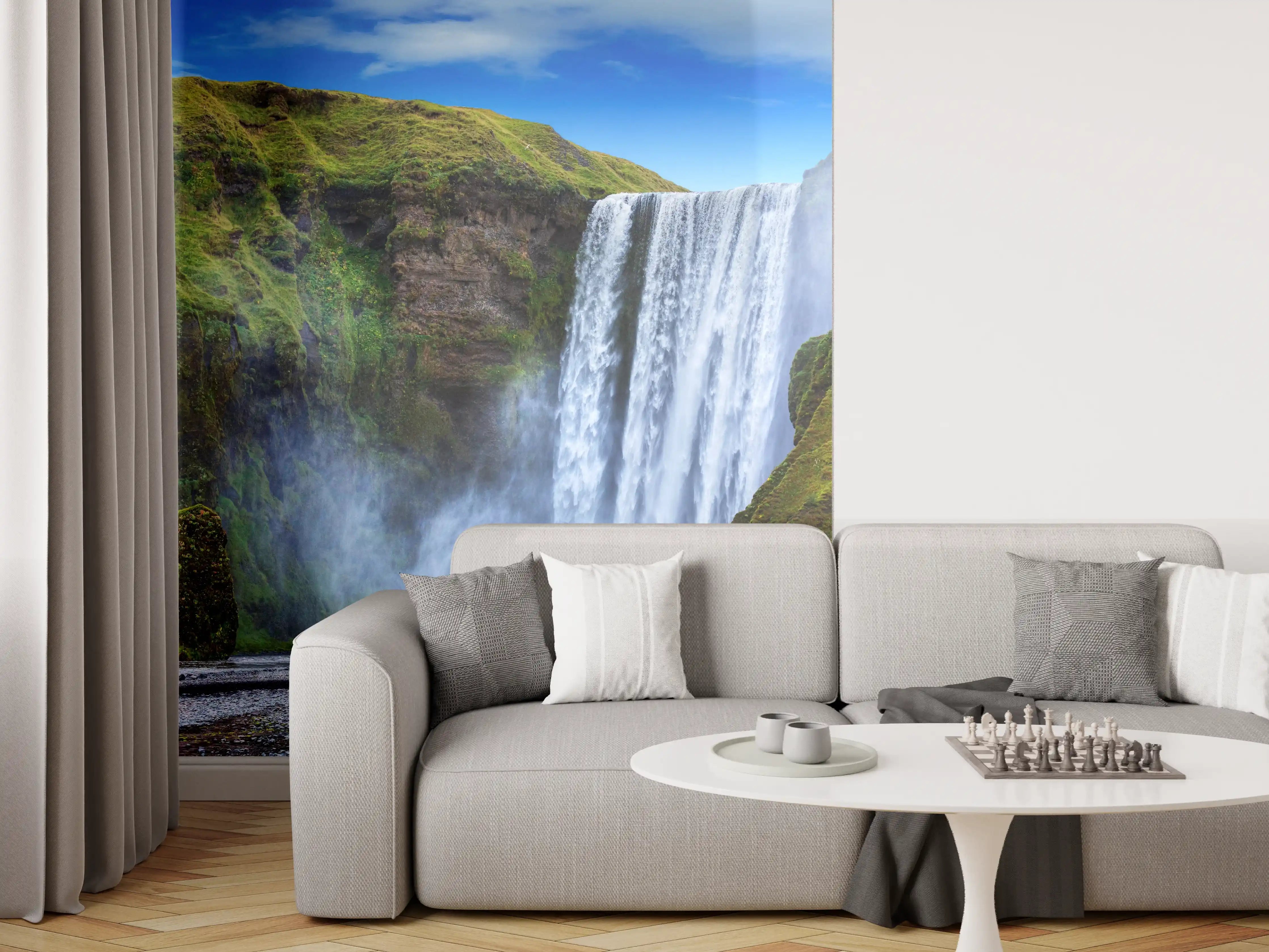 Wandverkleidung Wohnzimmer - Kraftvoller Wasserfall