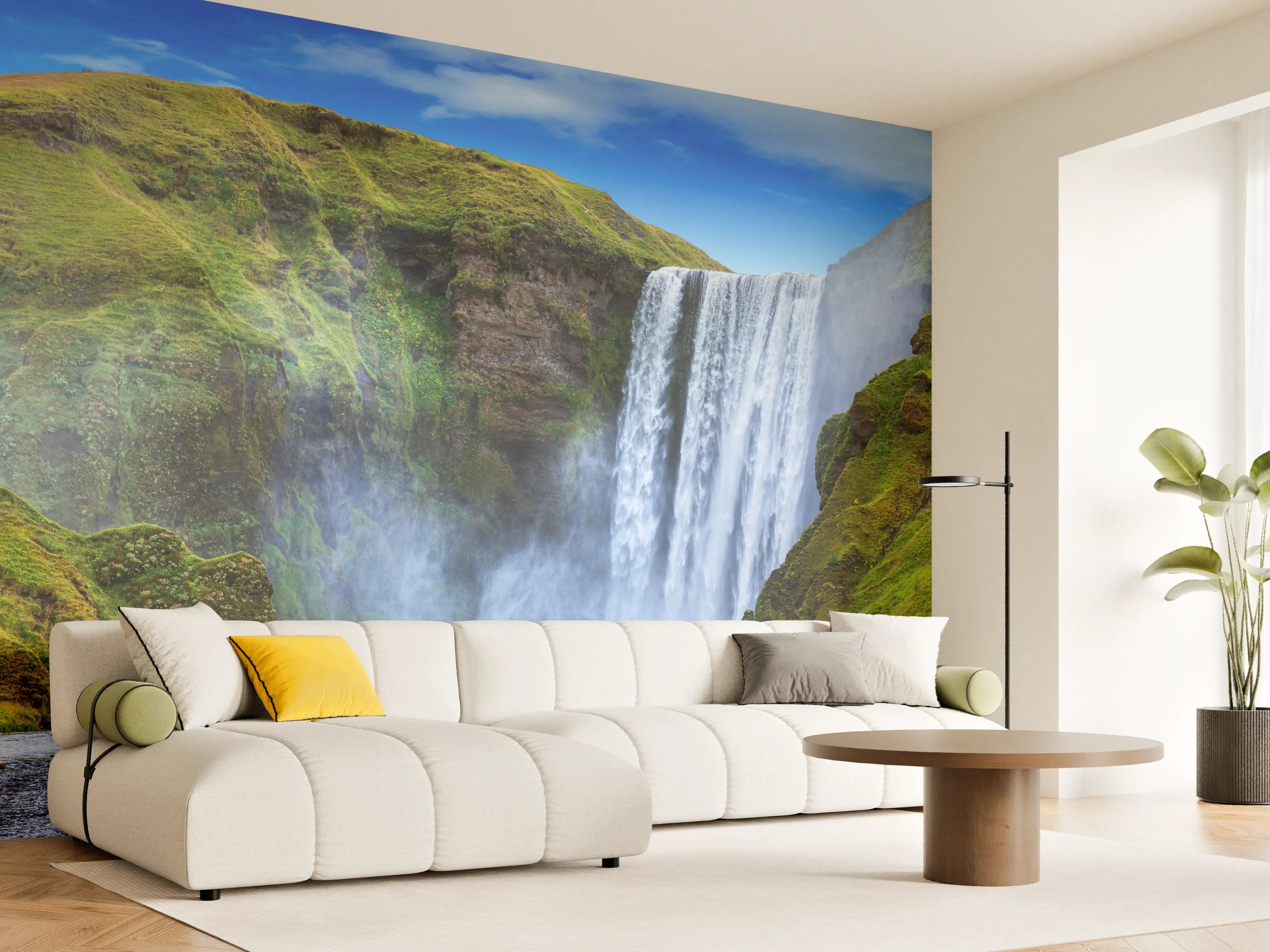 Wandverkleidung Wohnzimmer - Kraftvoller Wasserfall
