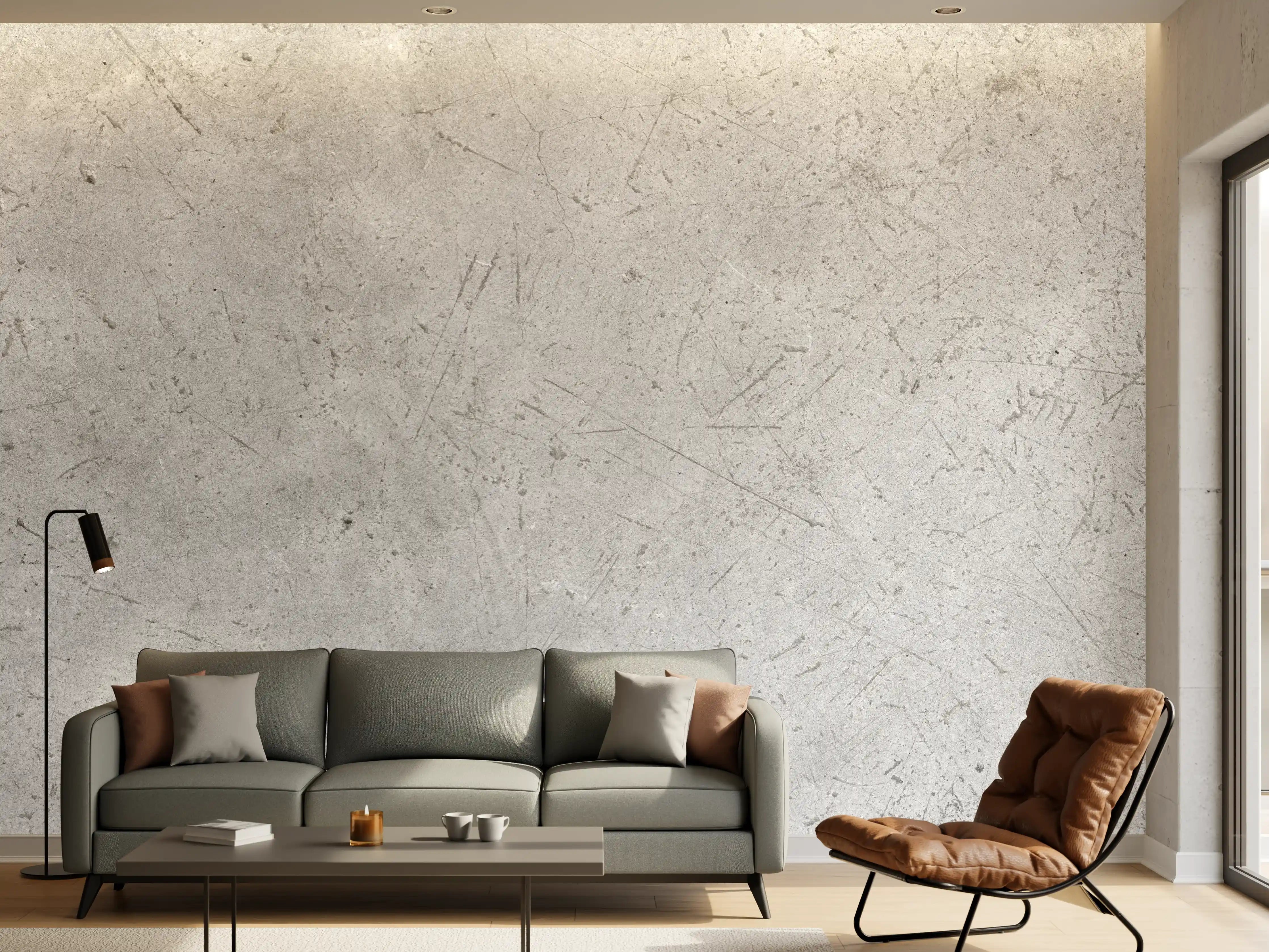 Wandverkleidung Wohnzimmer - Kratzige graue Betonwand