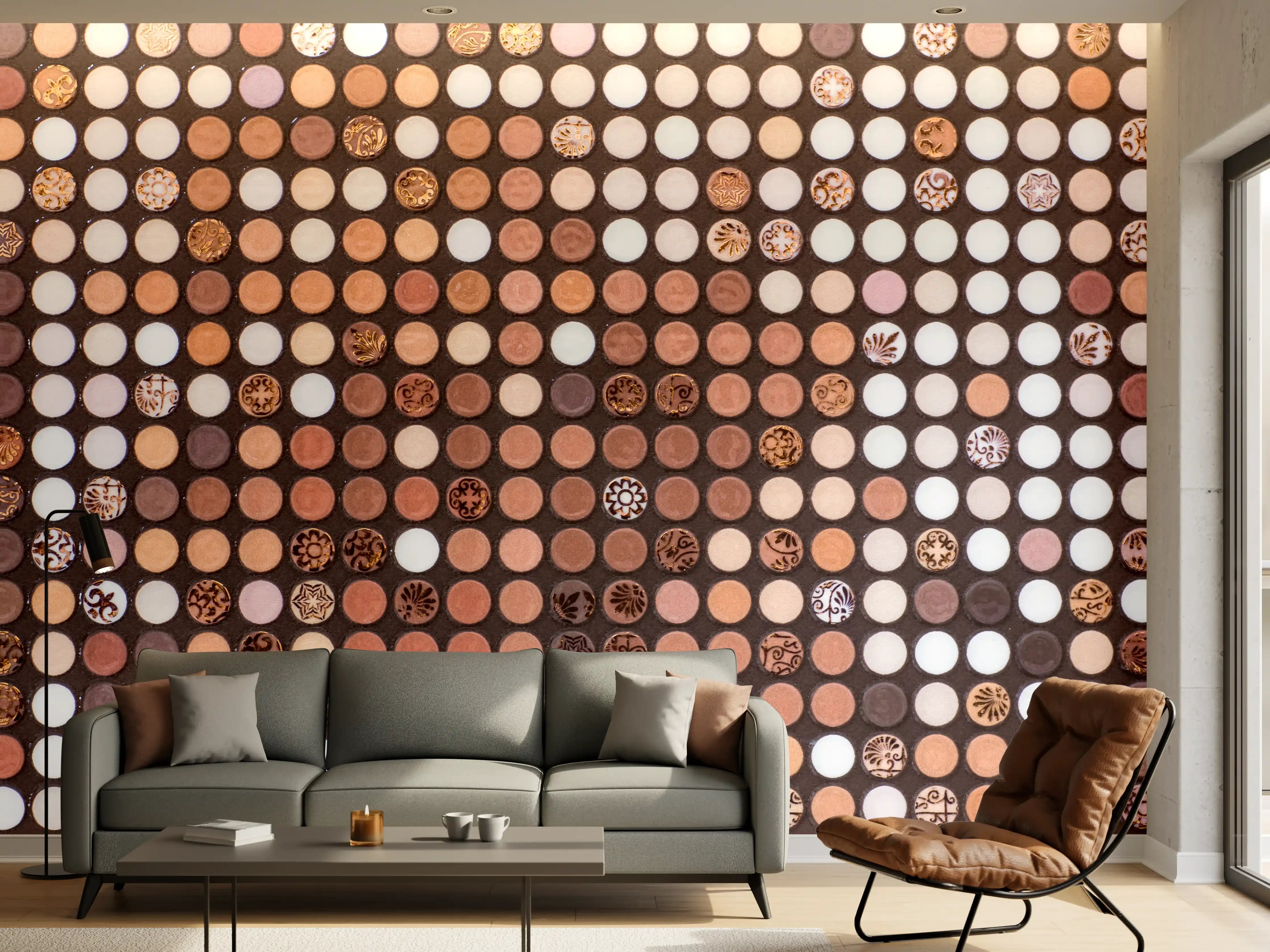 Wandverkleidung Wohnzimmer - Kreative Holzmosaik-Kunst