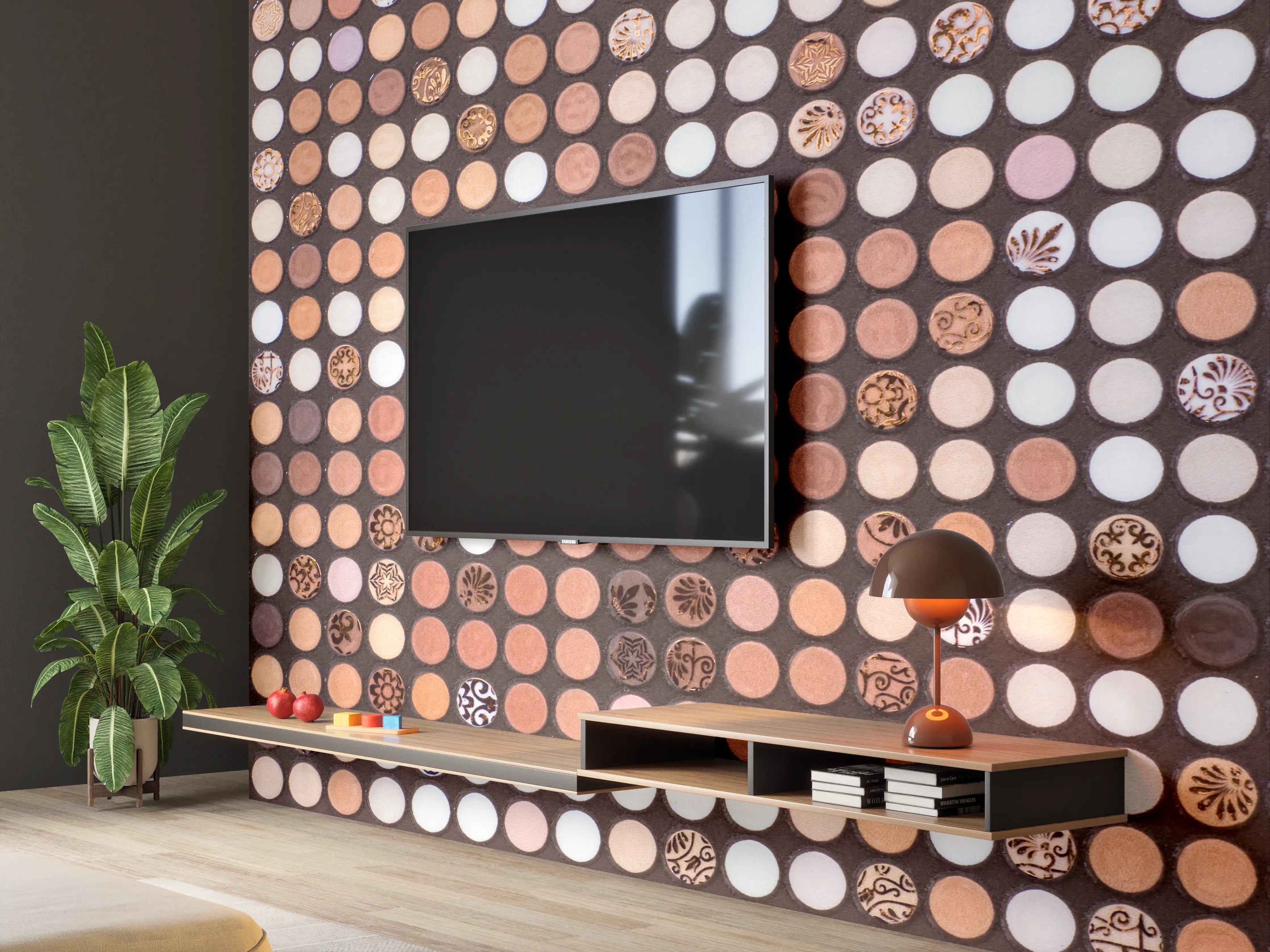 Wandverkleidung Wohnzimmer - Kreative Holzmosaik-Kunst