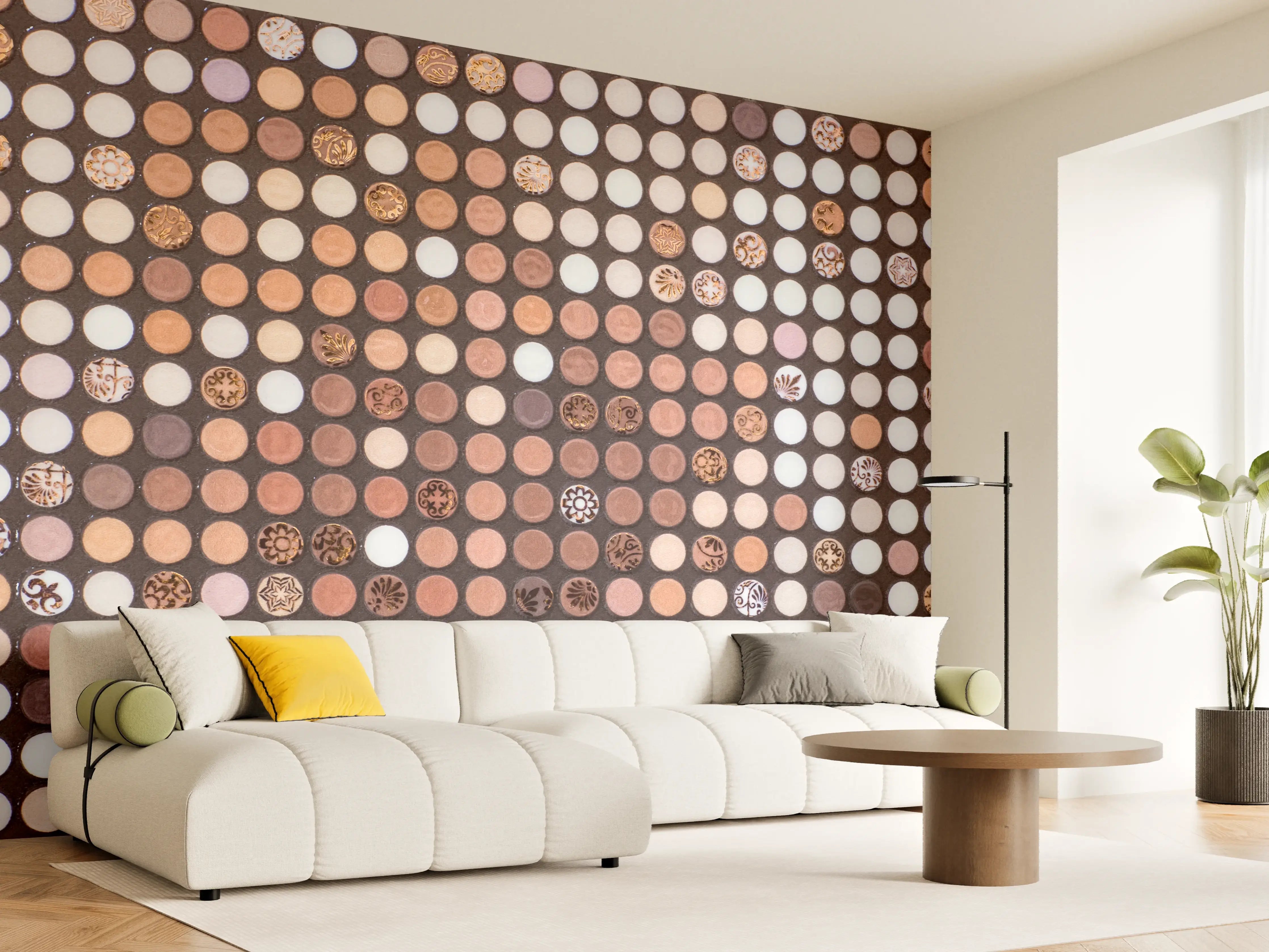 Wandverkleidung Wohnzimmer - Kreative Holzmosaik-Kunst