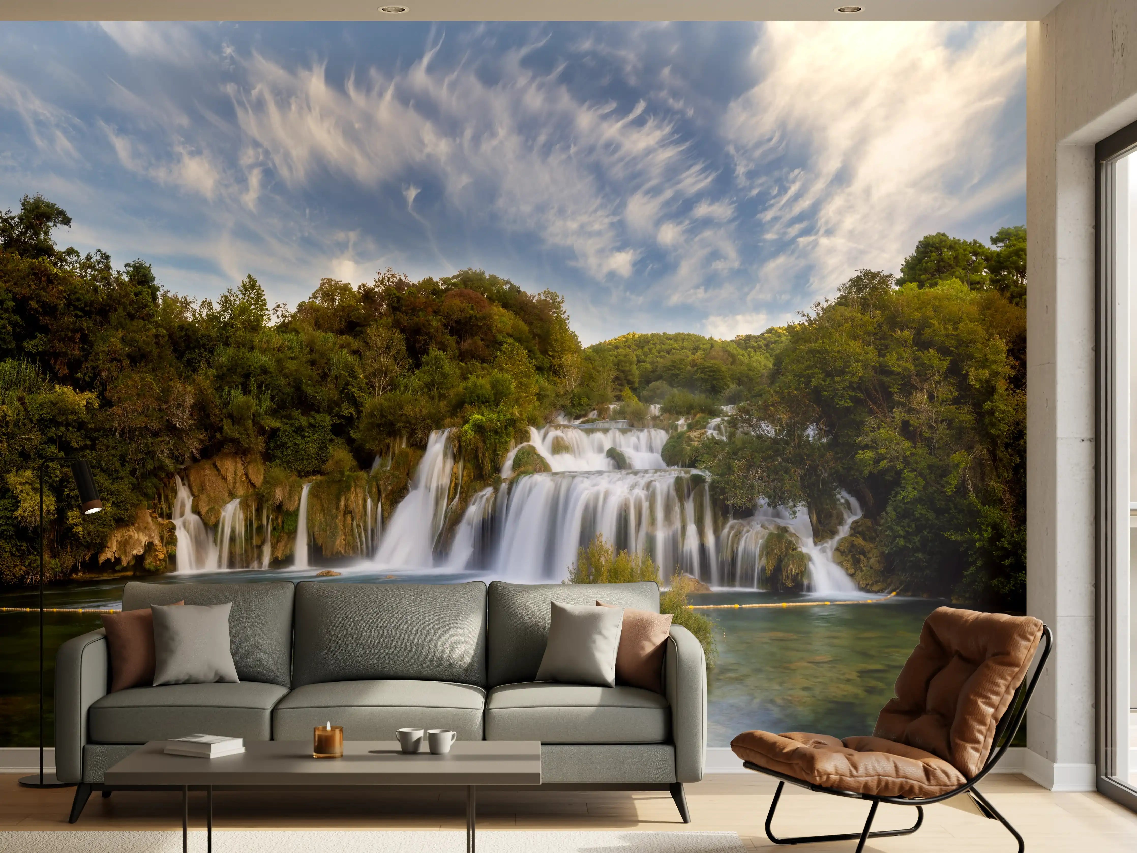 Wandverkleidung Wohnzimmer - Krka-Nationalpark-Panorama