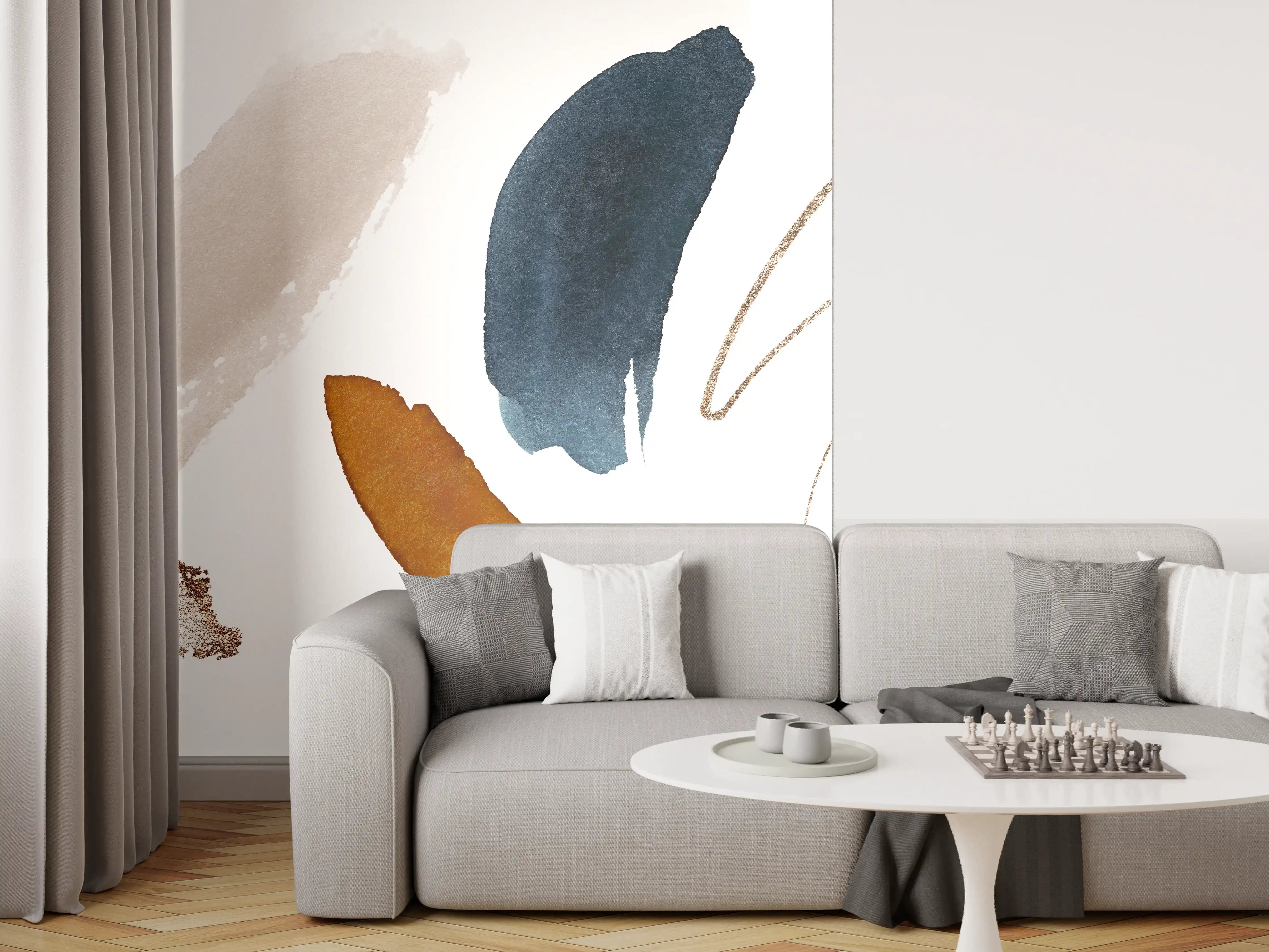 Wandverkleidung Wohnzimmer - Künstlerisch abstrakte Elemente