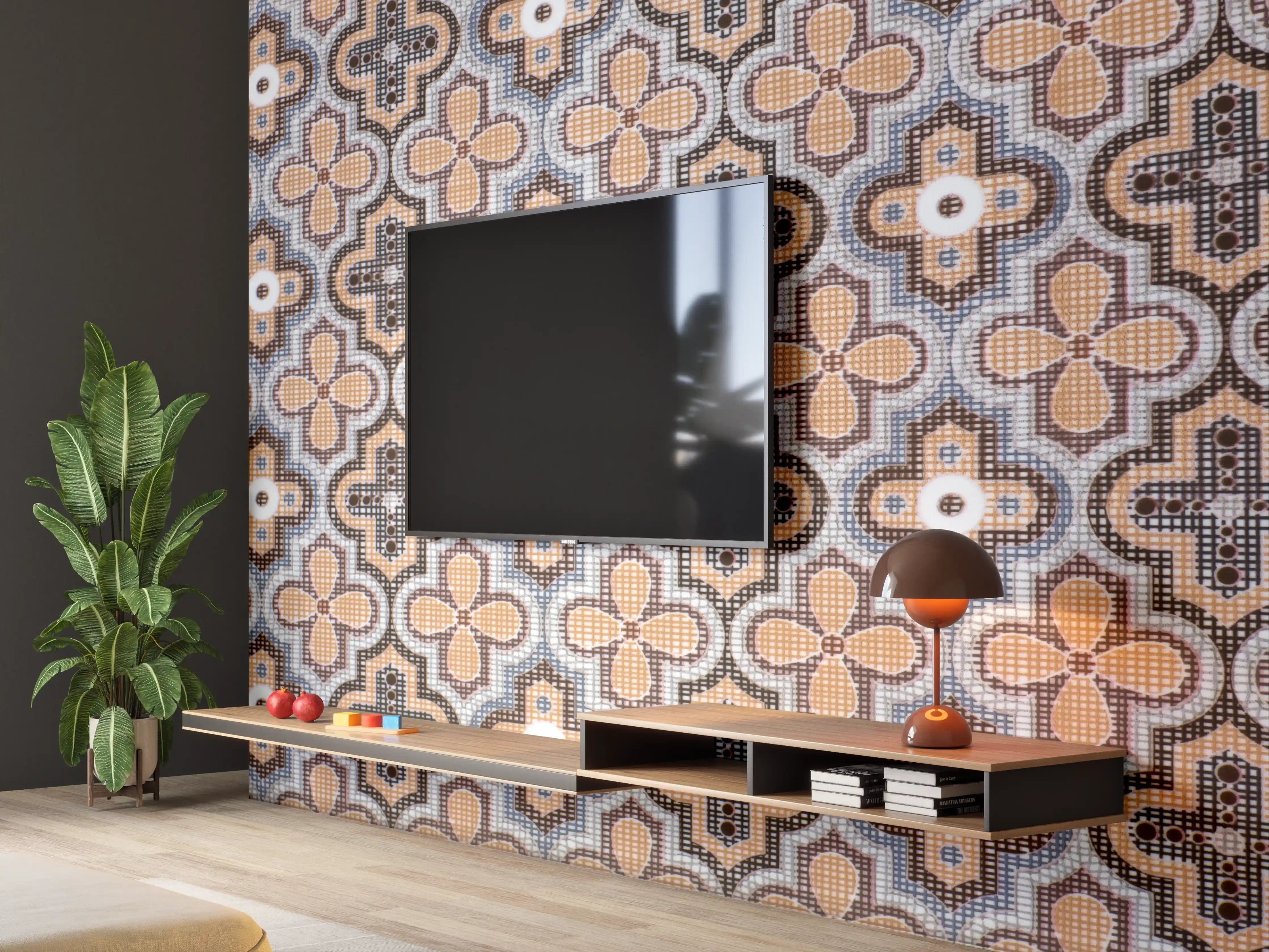 Wandverkleidung Wohnzimmer - Künstlerische Fliesenmustervorlage