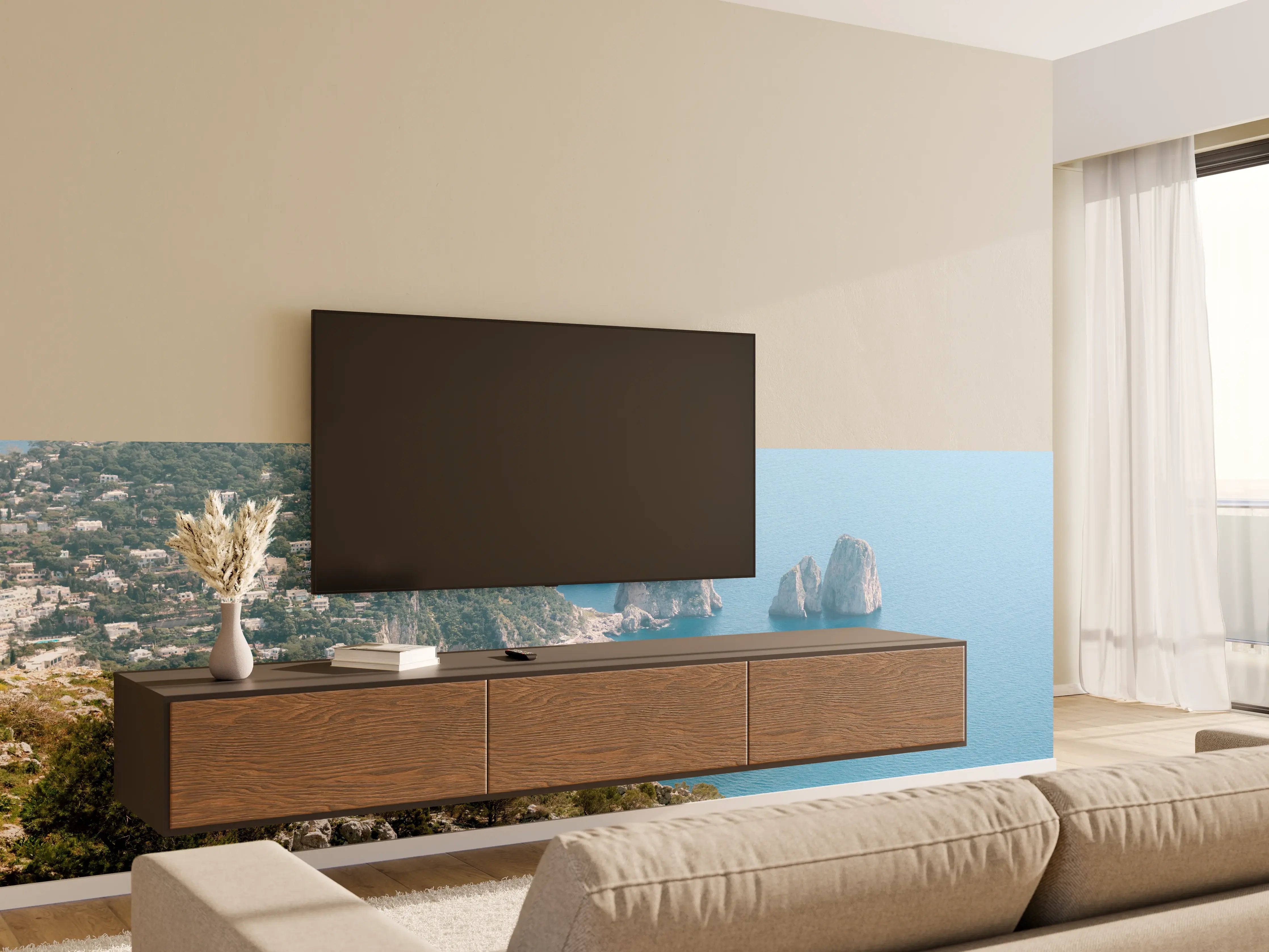 Wandverkleidung Wohnzimmer - Küstenlandschaft mit beeindruckenden Felsformationen